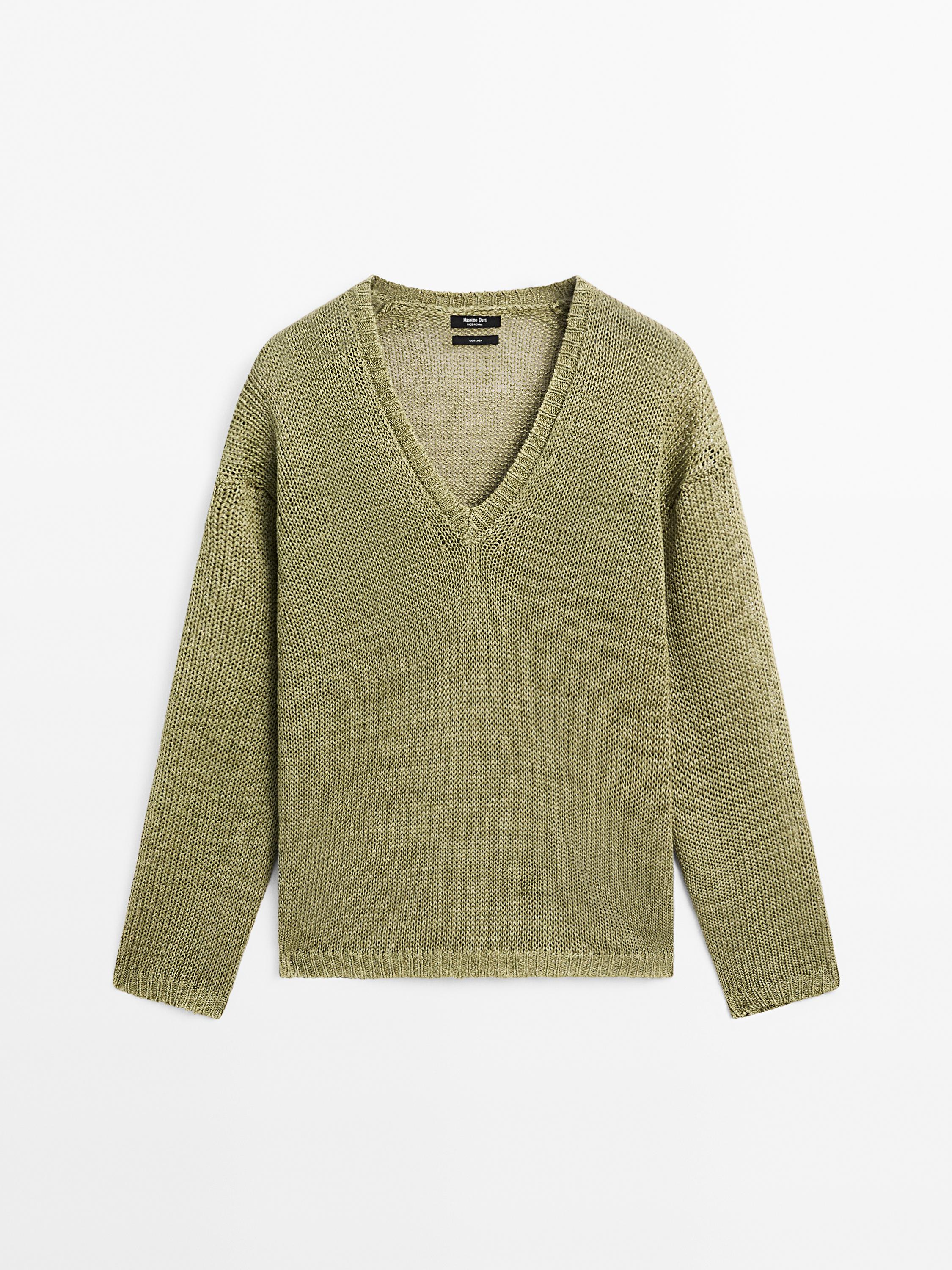 100% linen cutwork sweater