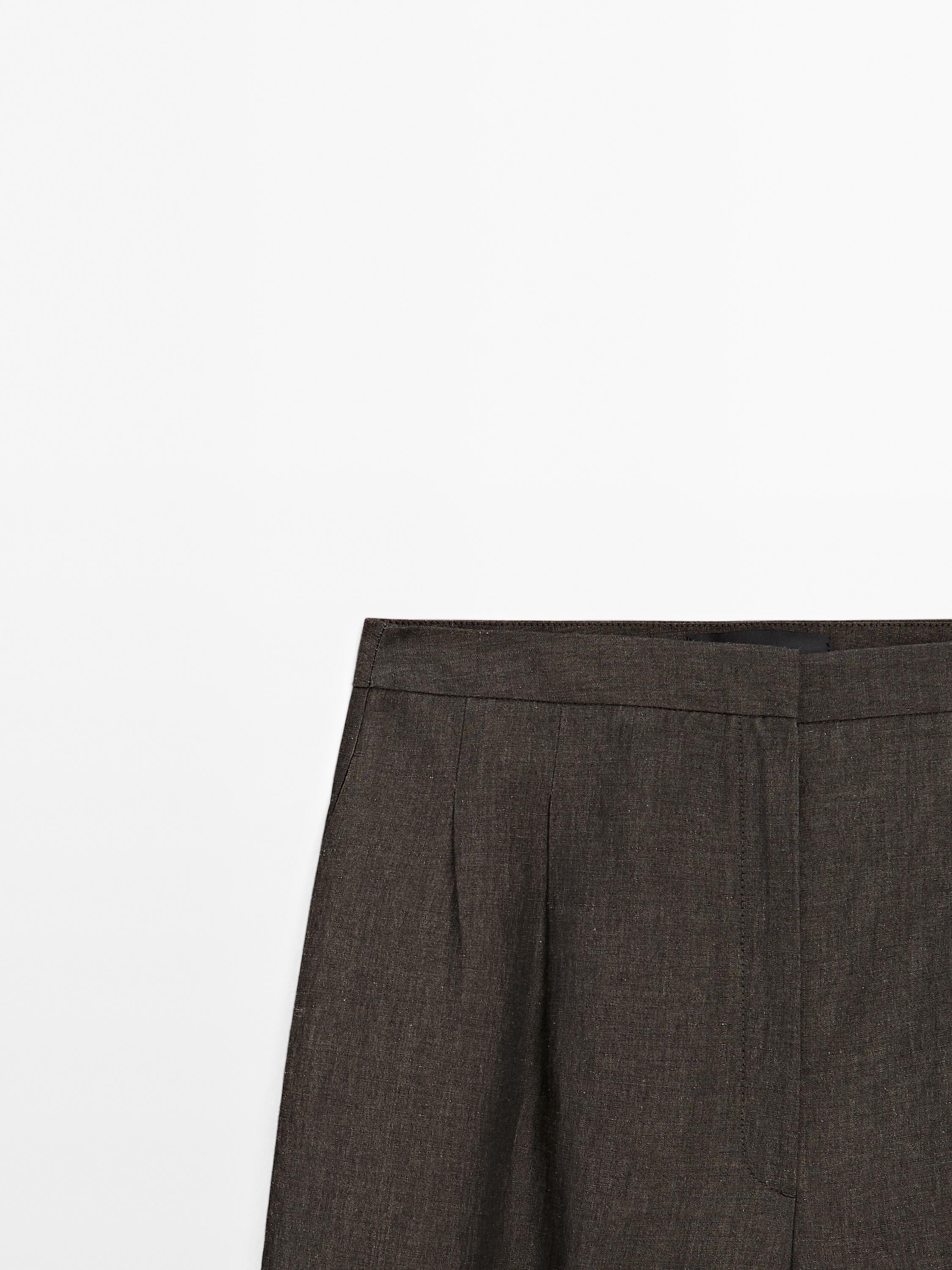 Linen blend balloon capris