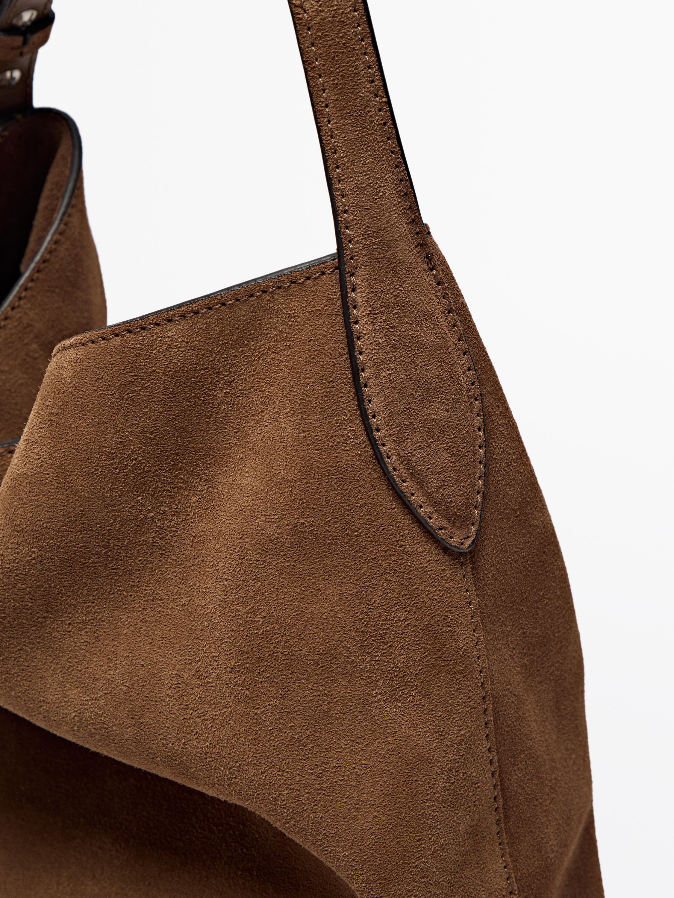 Bolso bucket piel serraje