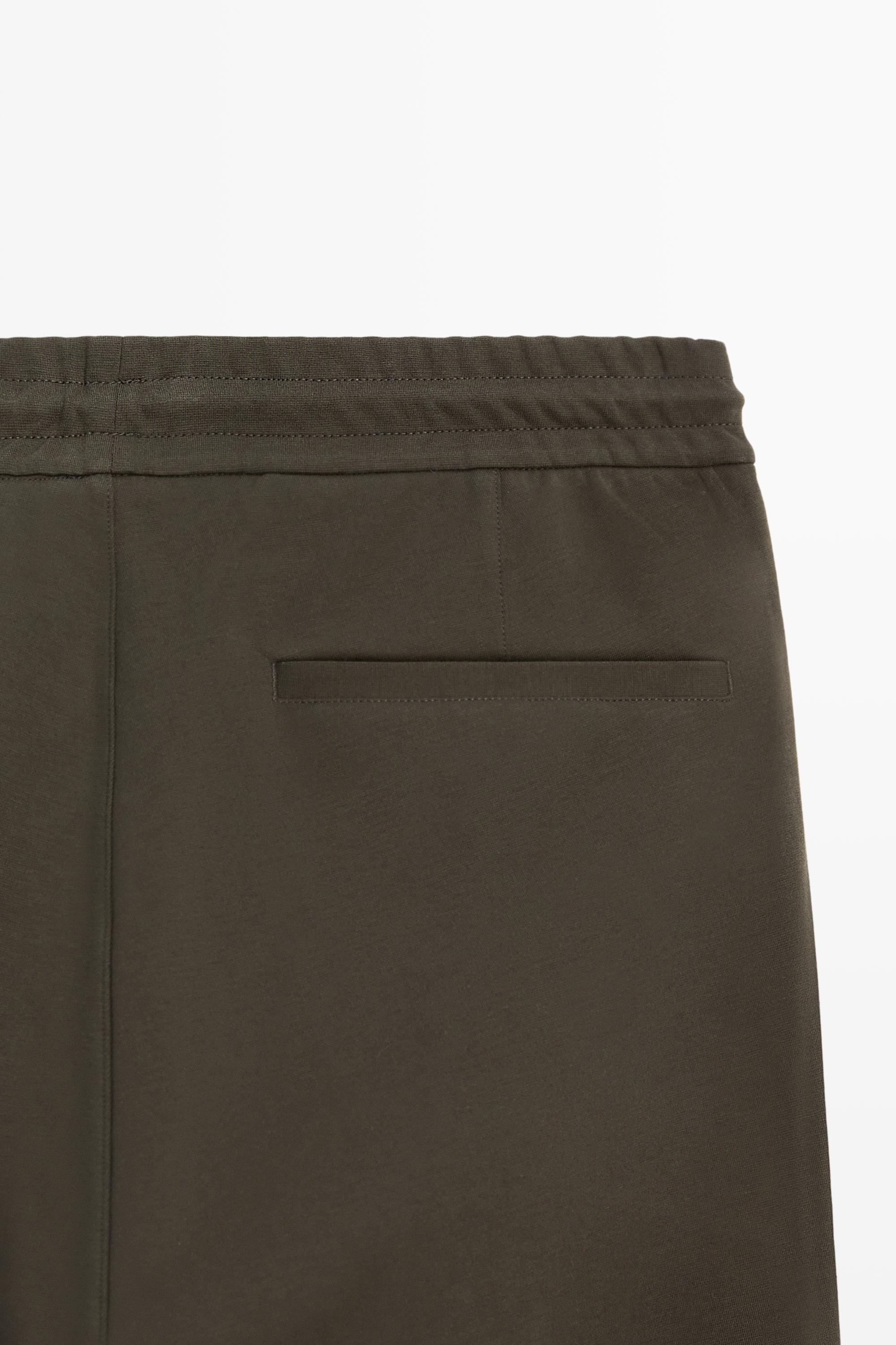 Cotton blend jogger fit trousers — DARK KHAKI
