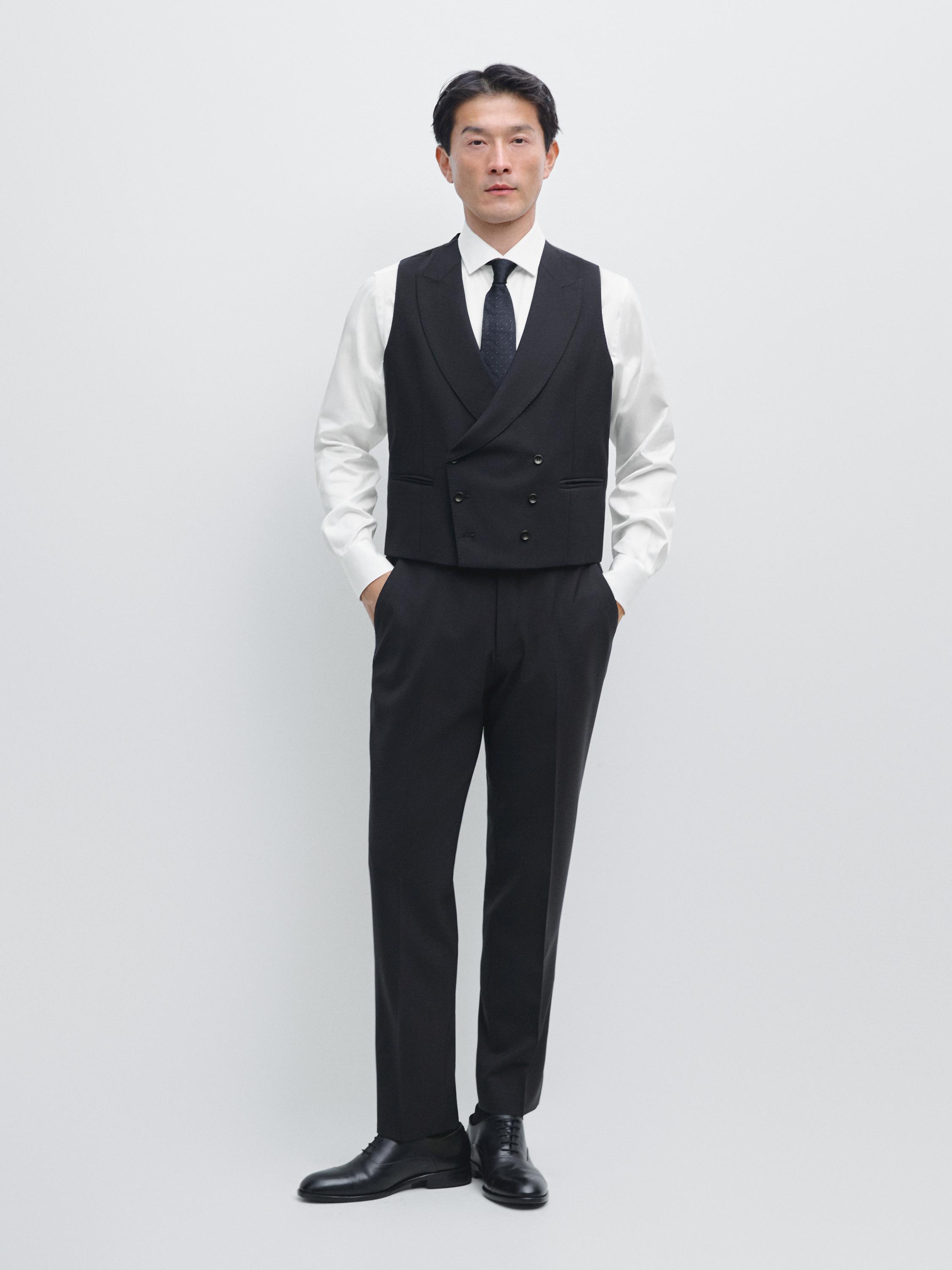 Cool wool blend suit trousers — NAVY BLUE