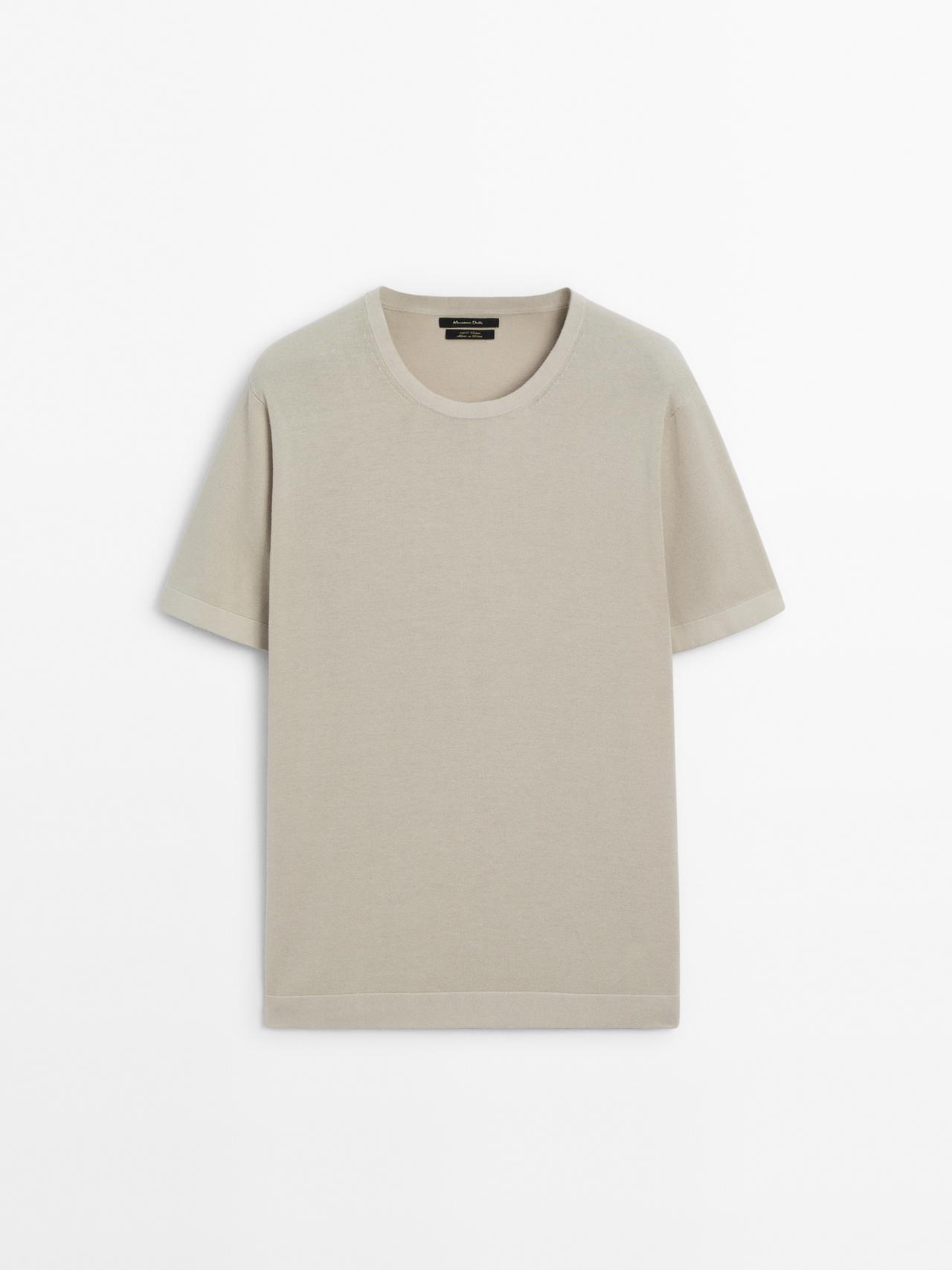 Massimo Dutti - Herre - Kortærmet T-Shirt I 100 % Bomuld - Beige - L