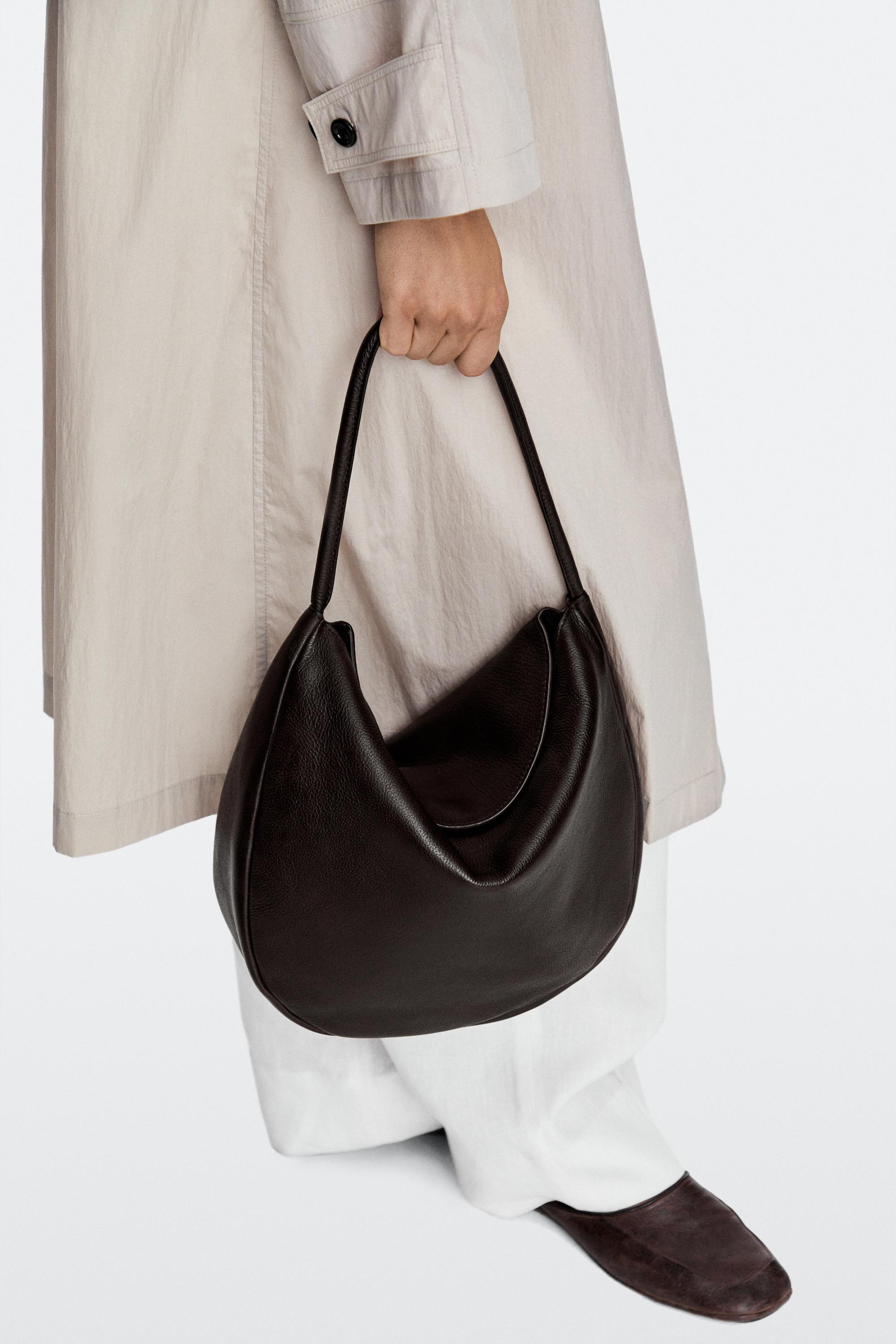 Medium nappa leather slouch bag — BROWN