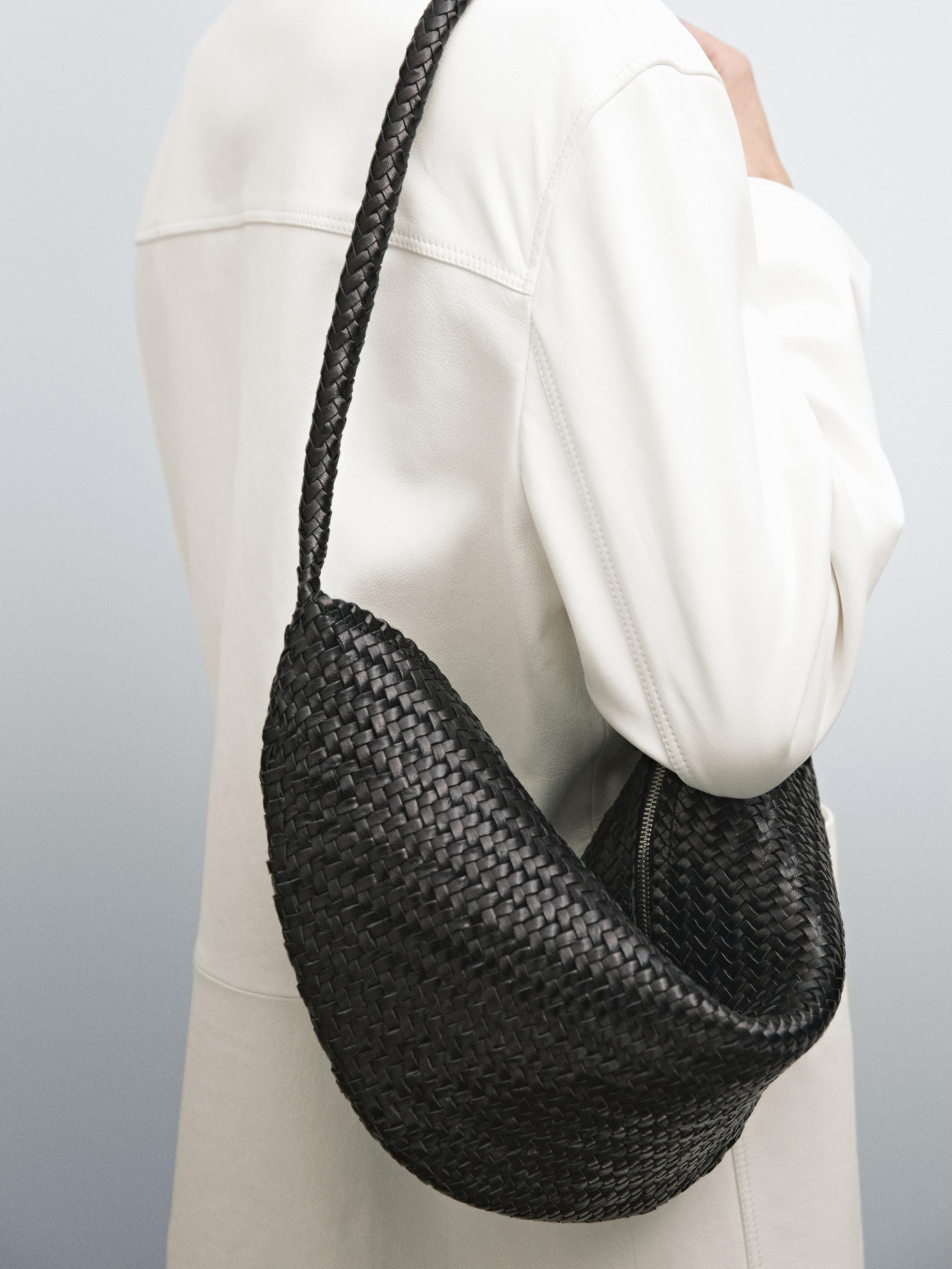 Braided nappa leather crossbody bag