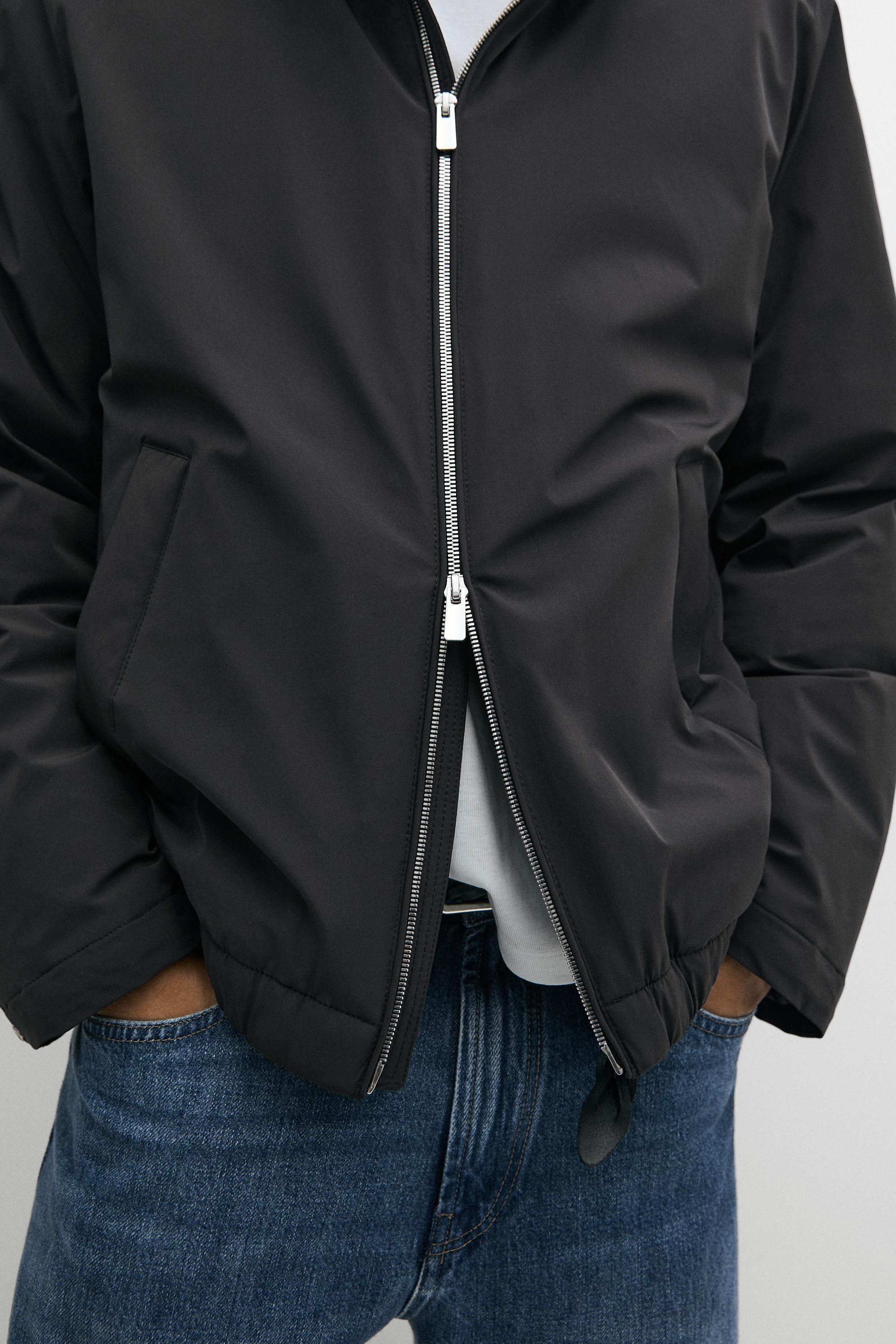 Lightweight hooded down jacket — BLACK