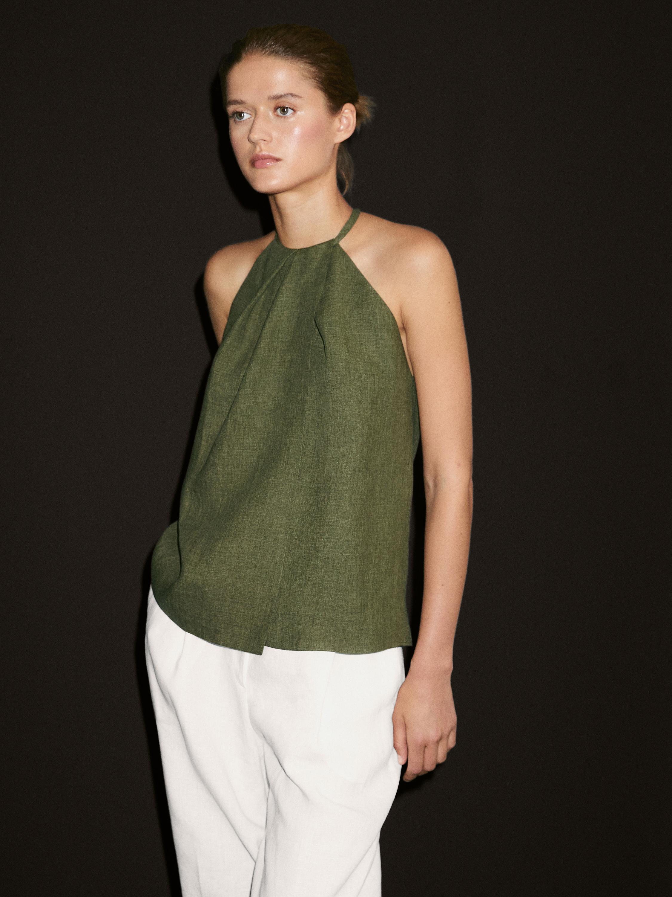 Linen blend halter top