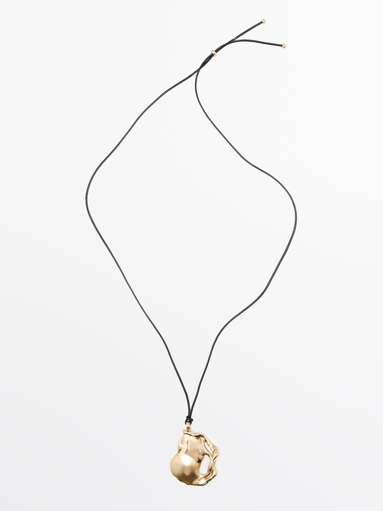 Massimo Dutti - Dame - Halskæde Med Abstrakt Vedhæng - Guld - 01