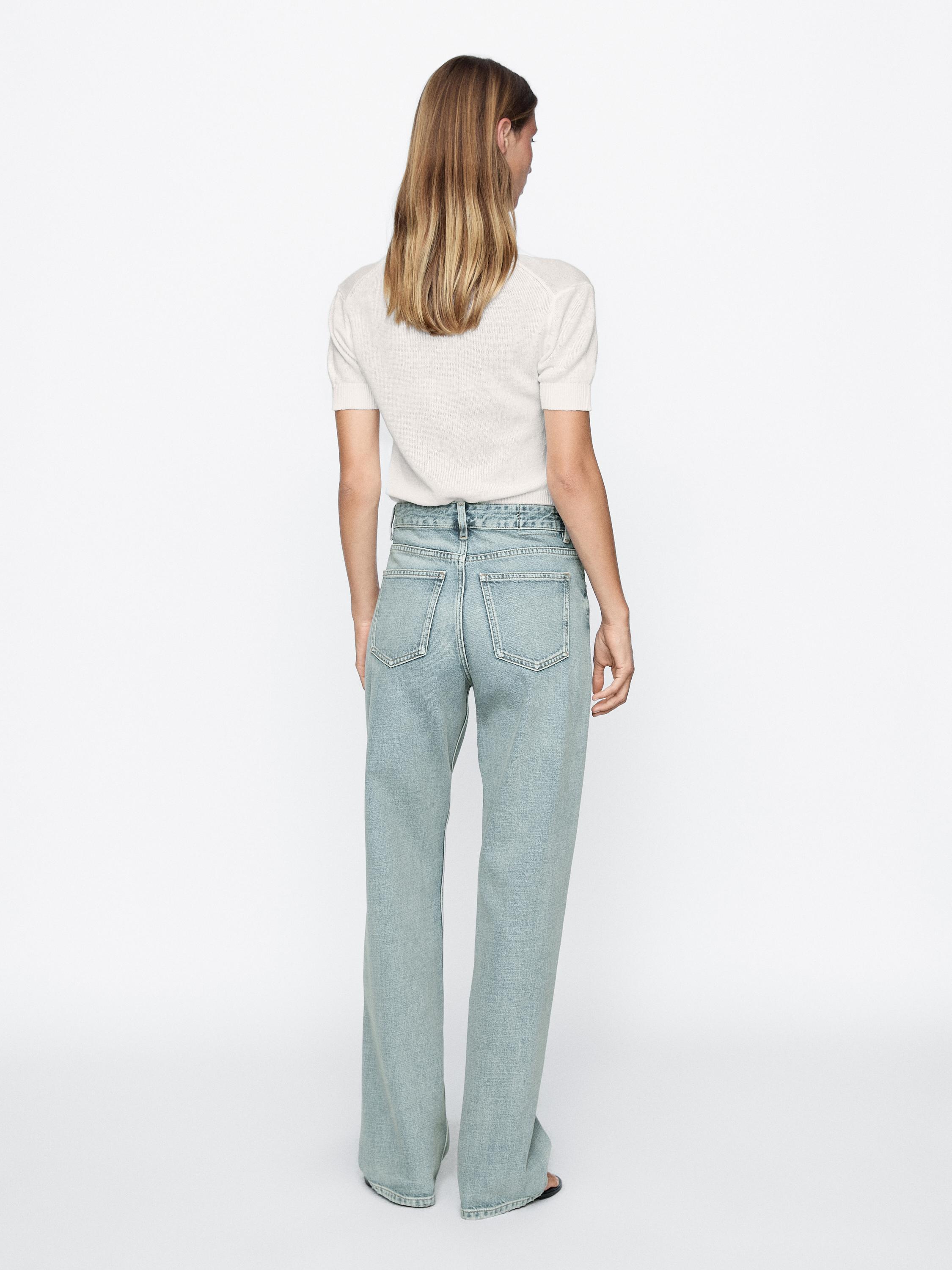 Mid-rise wide-leg cotton jeans