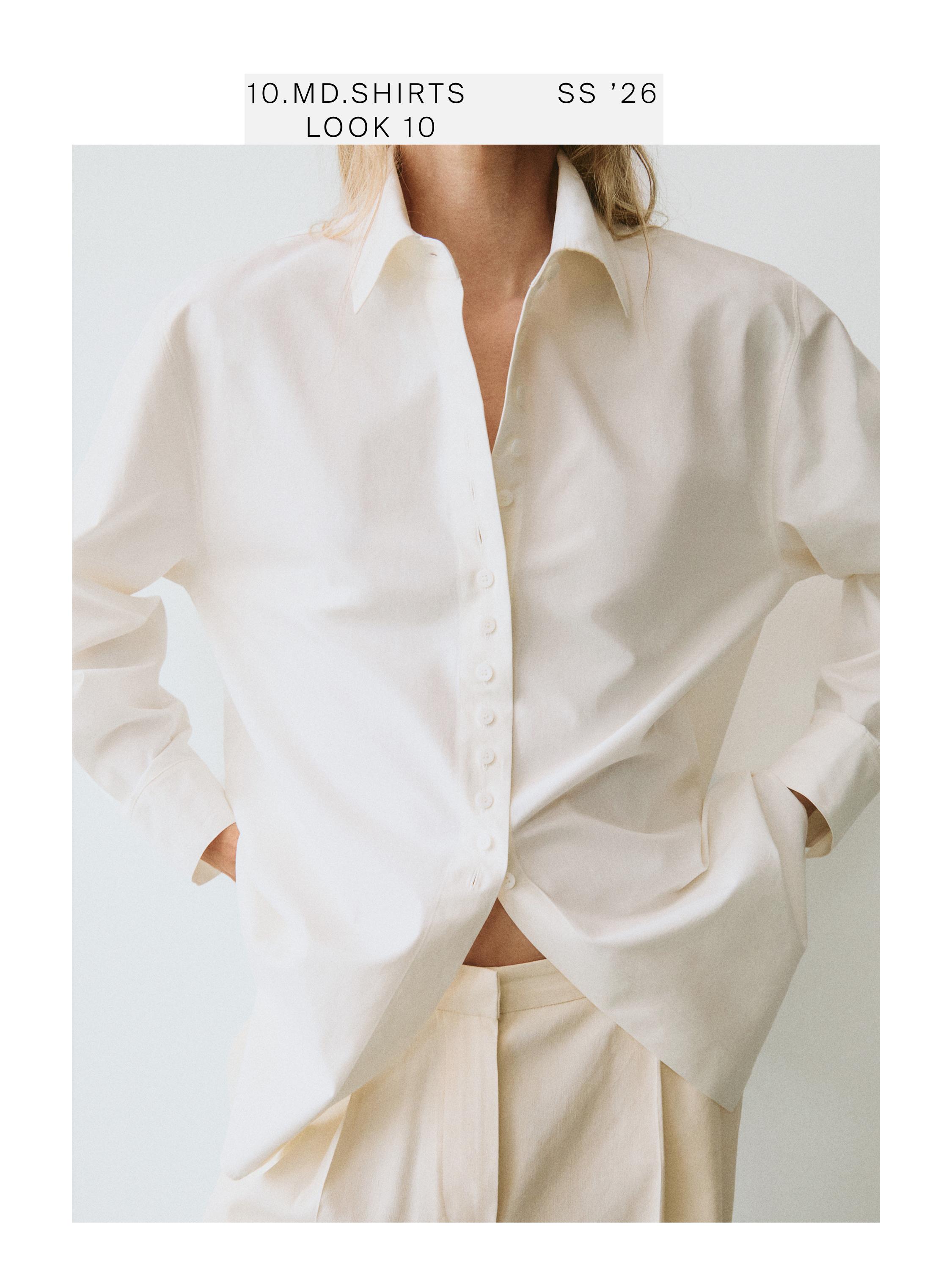 100% cotton shirt with button details — Off white