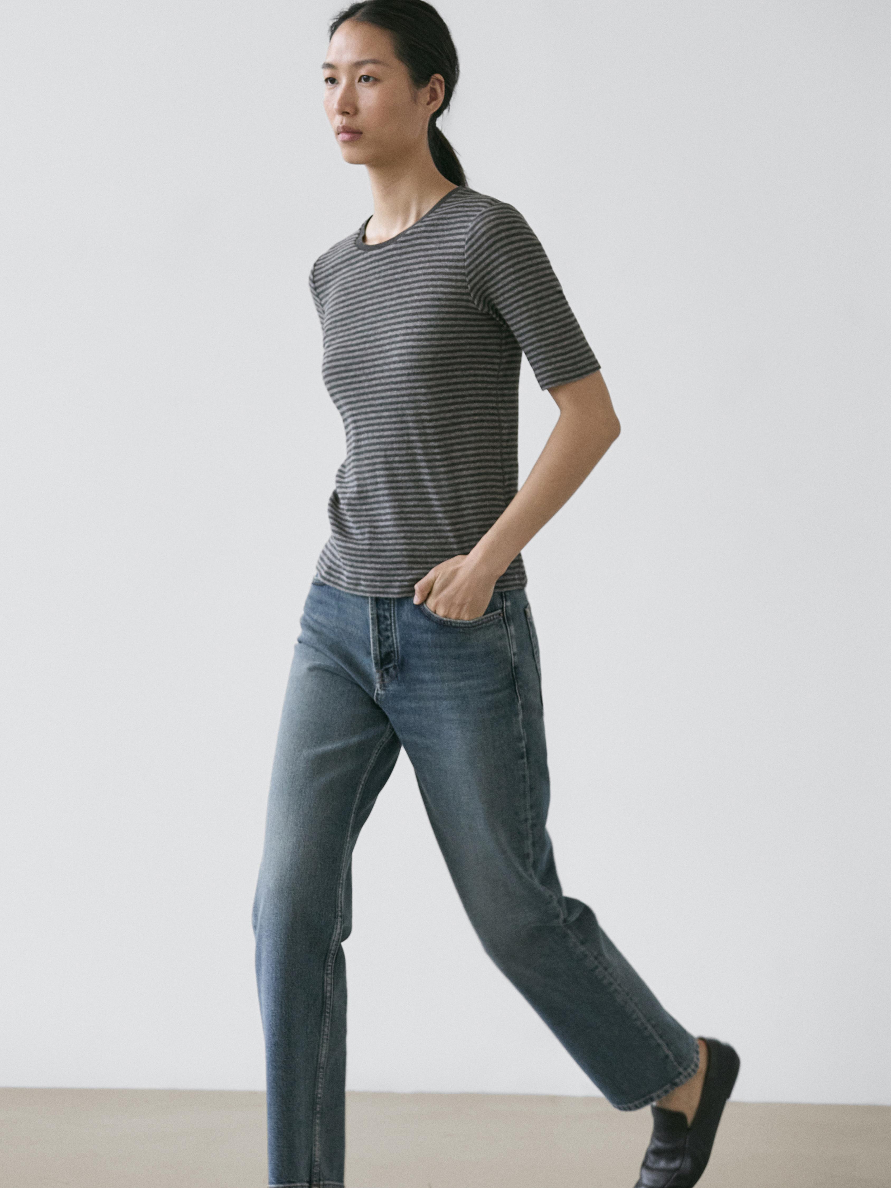 Short sleeve striped shirt — GREY