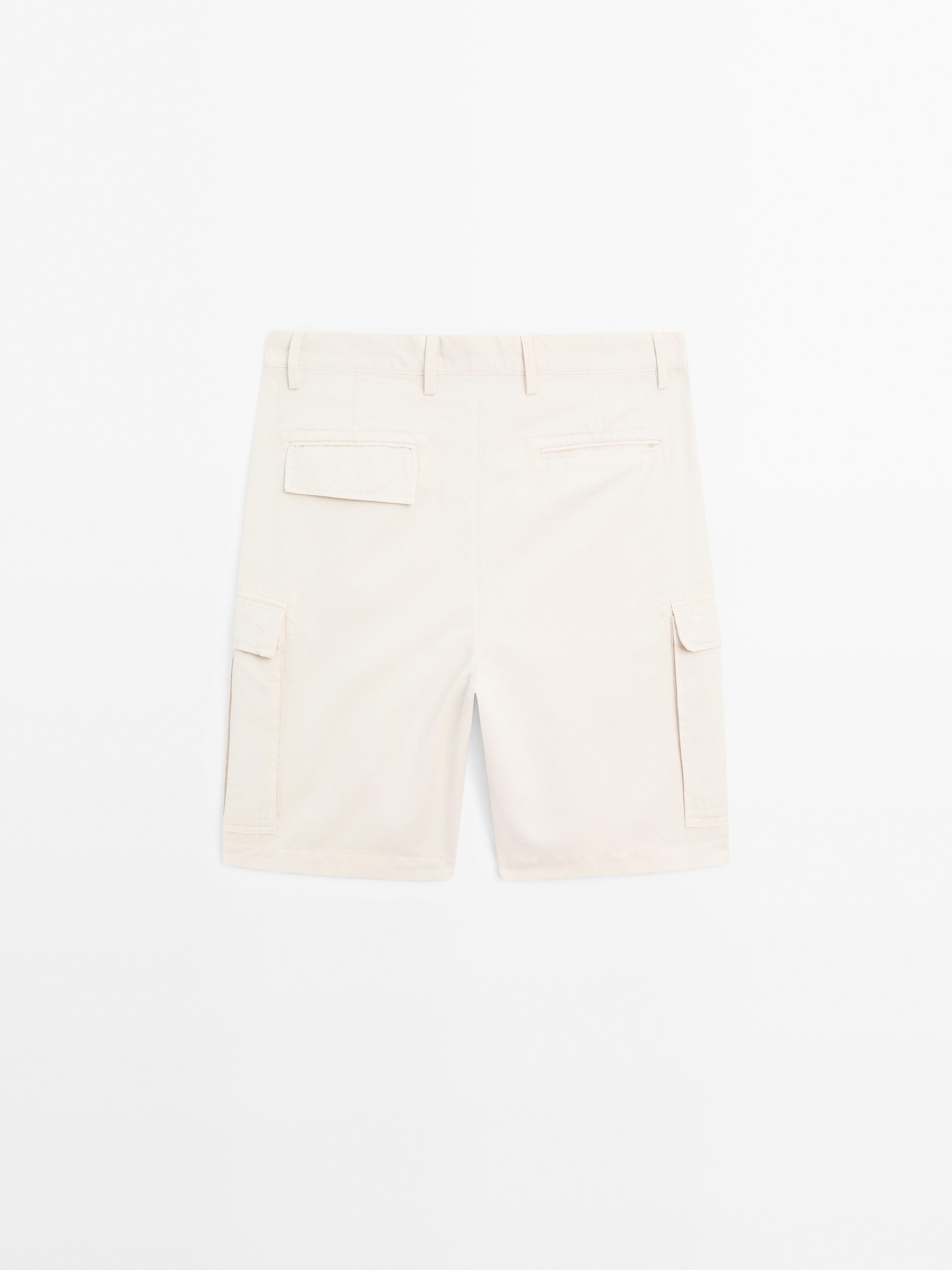 Cotton blend cargo Bermuda shorts
