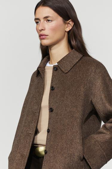 Short buttoned coat — BROWN 3