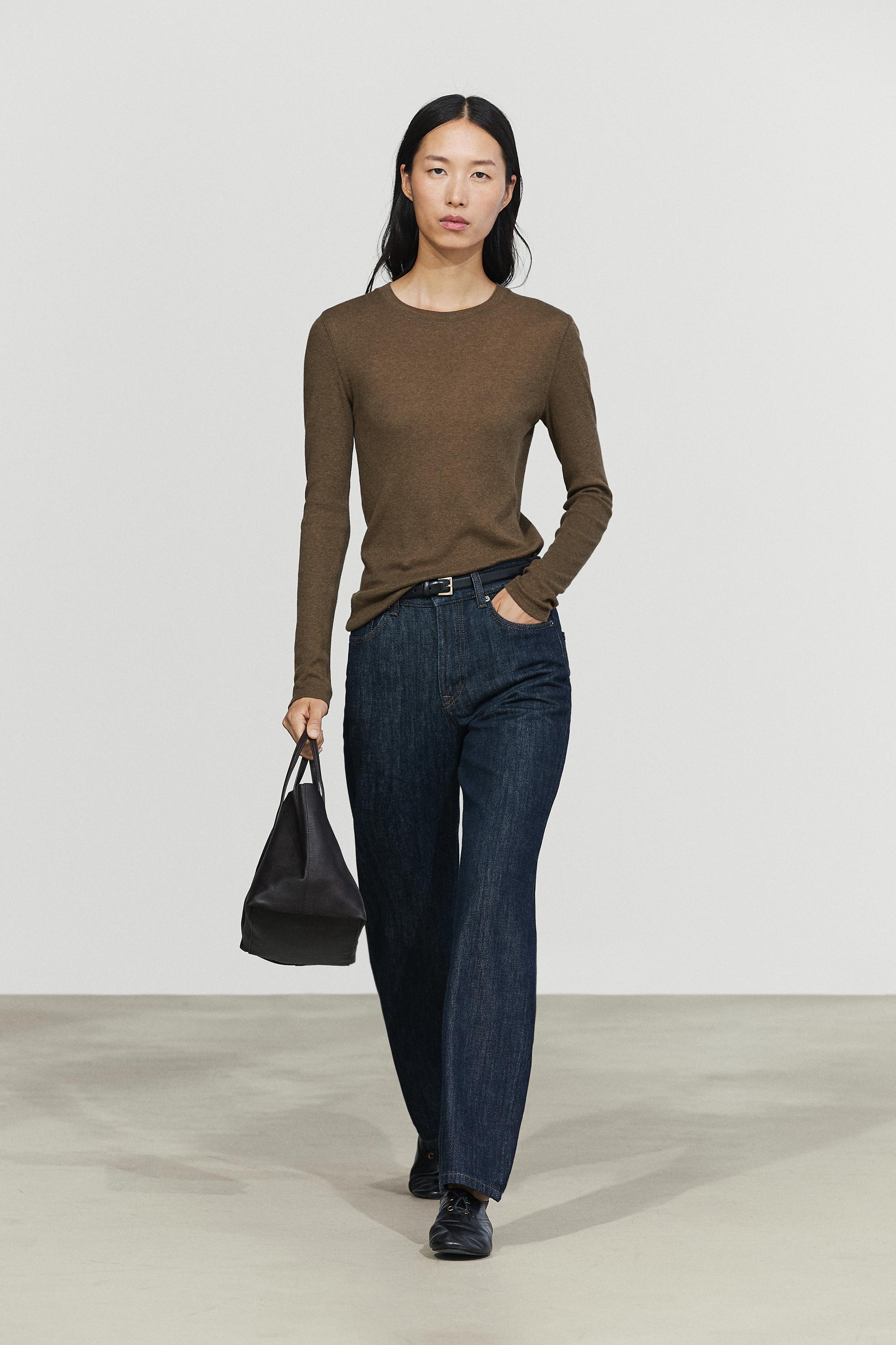Cotton cashmere blend knit T-shirt