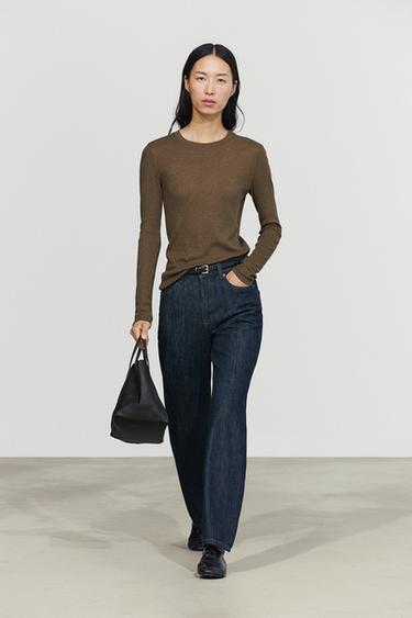Cotton blend knit T-shirt — MEDIUM CAMEL 1