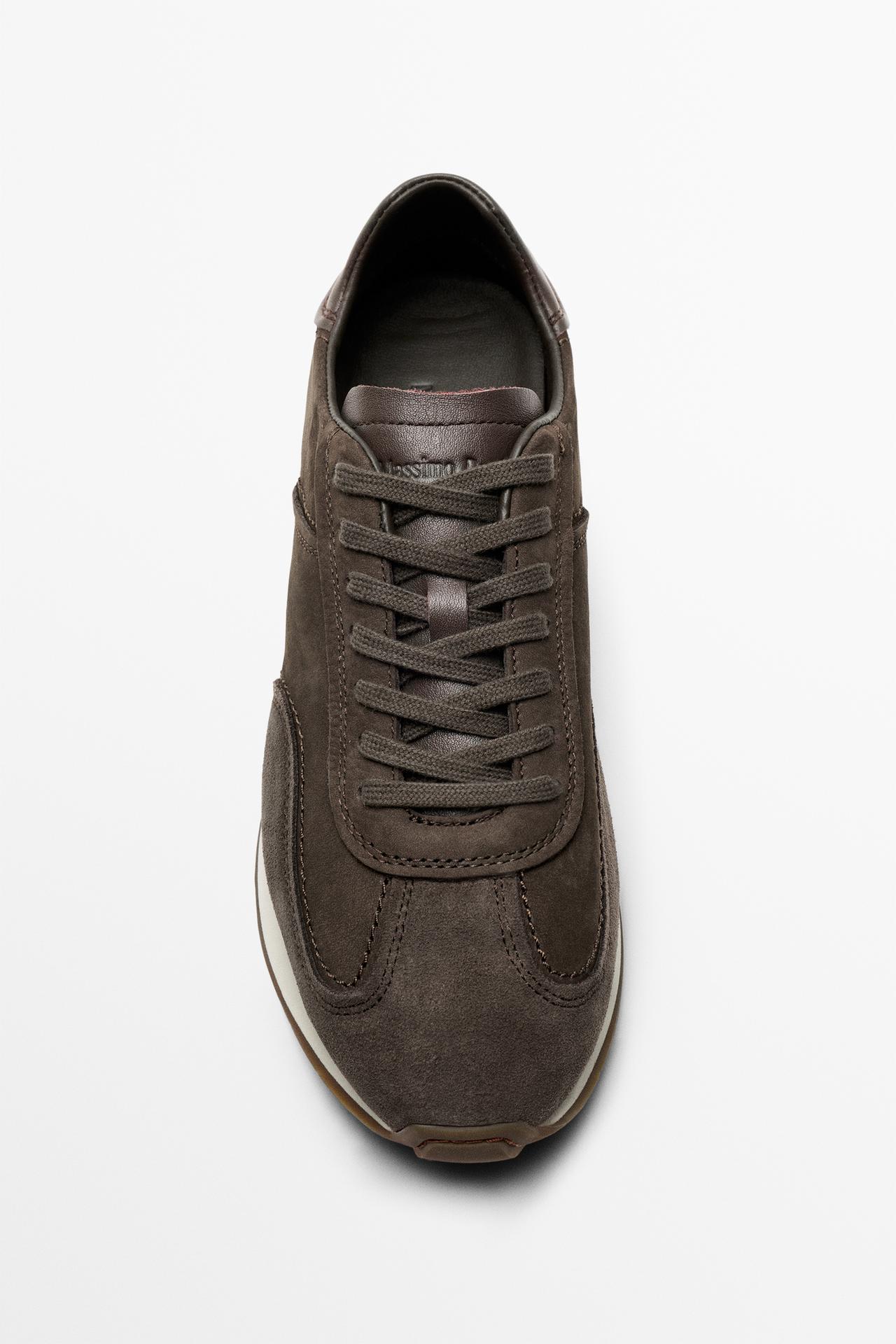 Milled nappa leather sneaker — BROWN