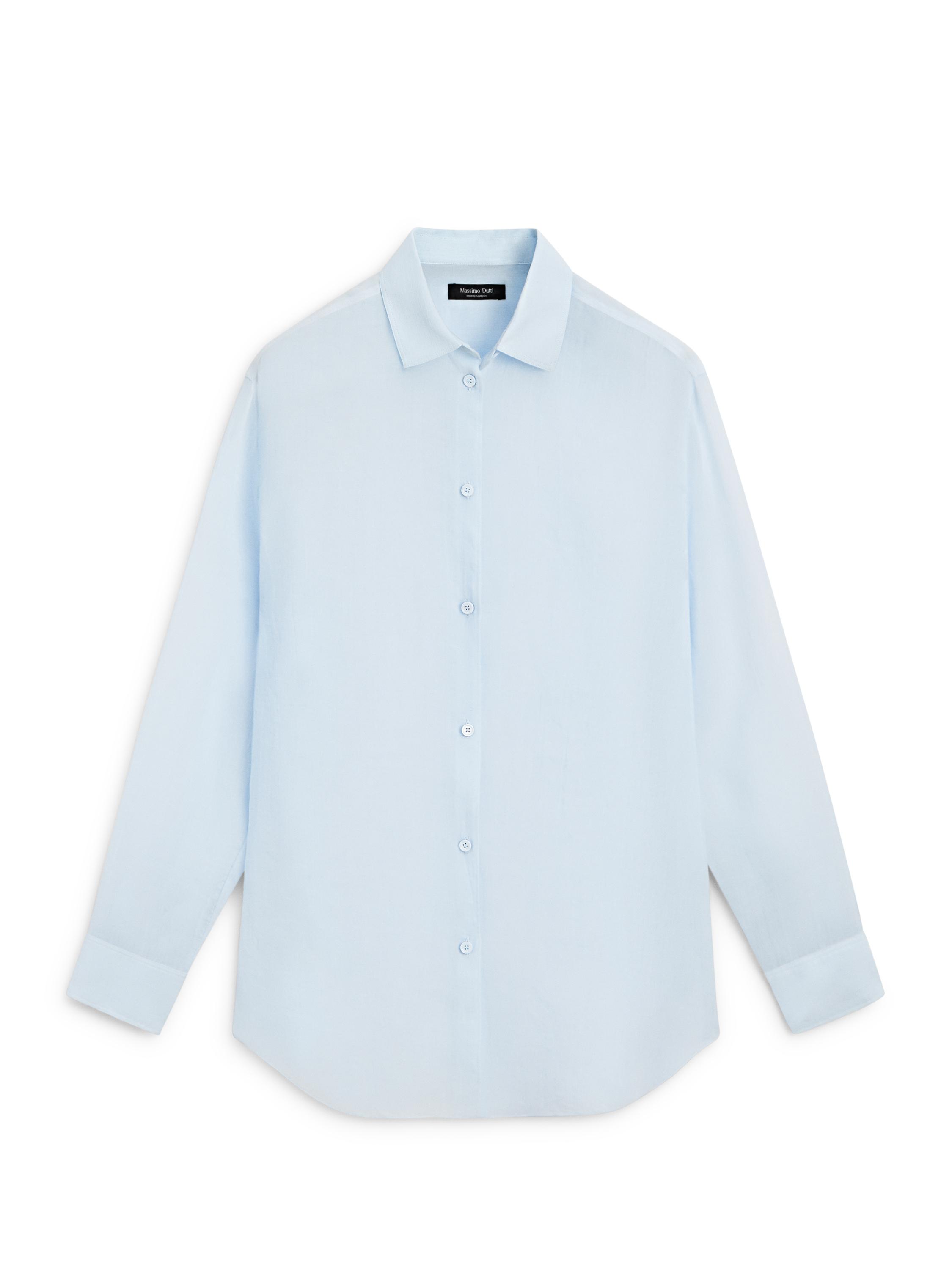 Flowing shirt with shirt collar — SKY BLUE