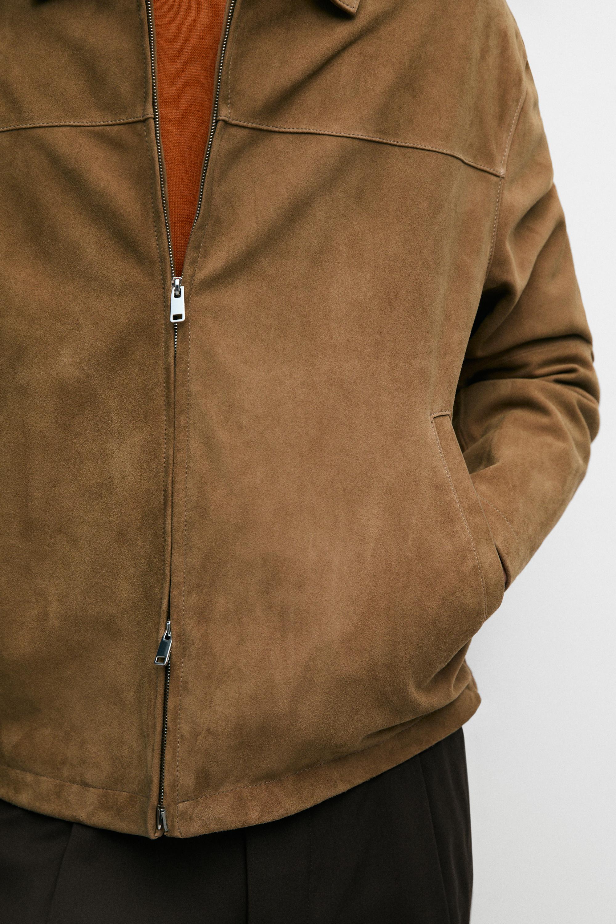 Suede leather jacket — Light Beige