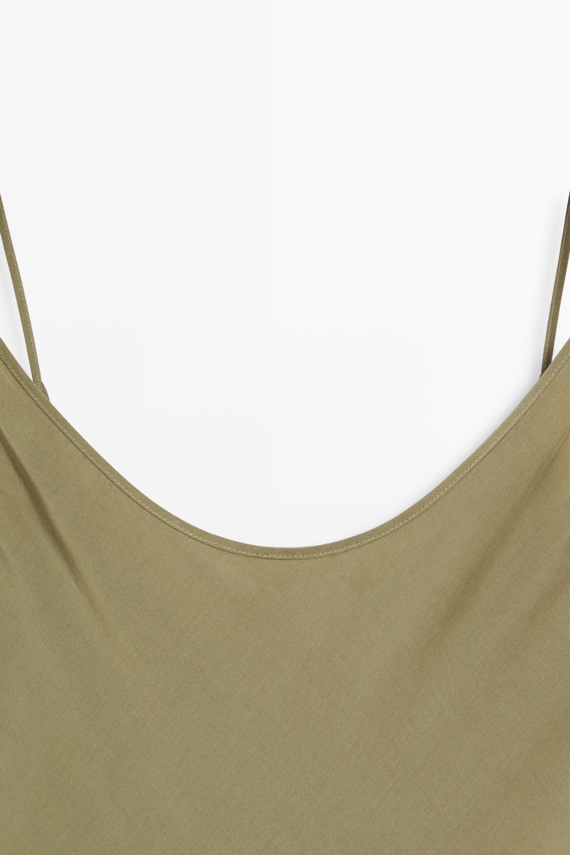 Spaghetti strap lingerie midi dress — GREEN