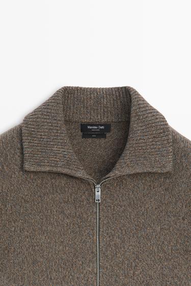 100% wool knit zip-up cardigan — MINK 9