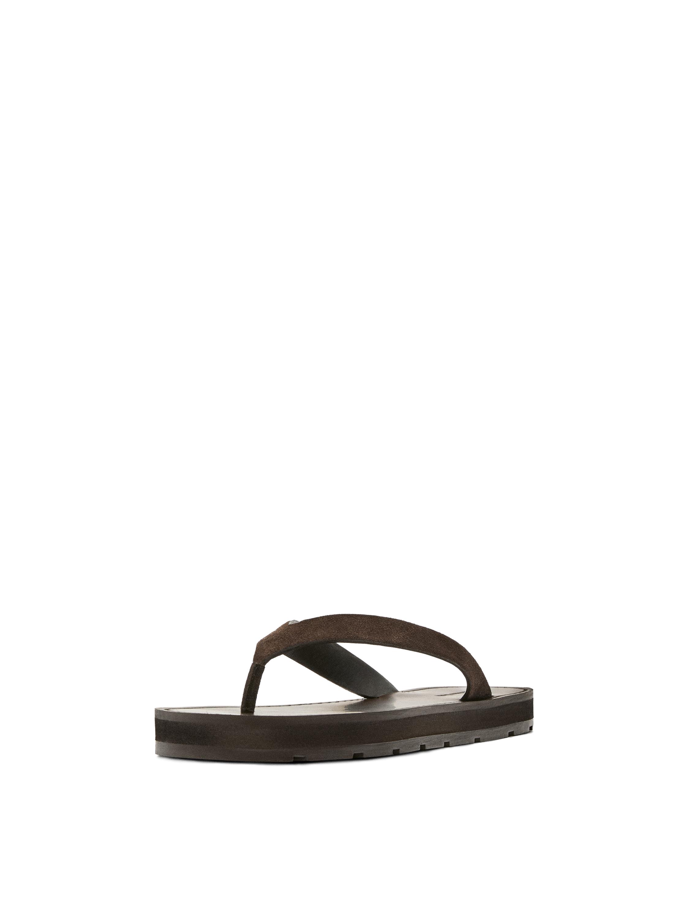 Leather toe divider sandals — BROWN