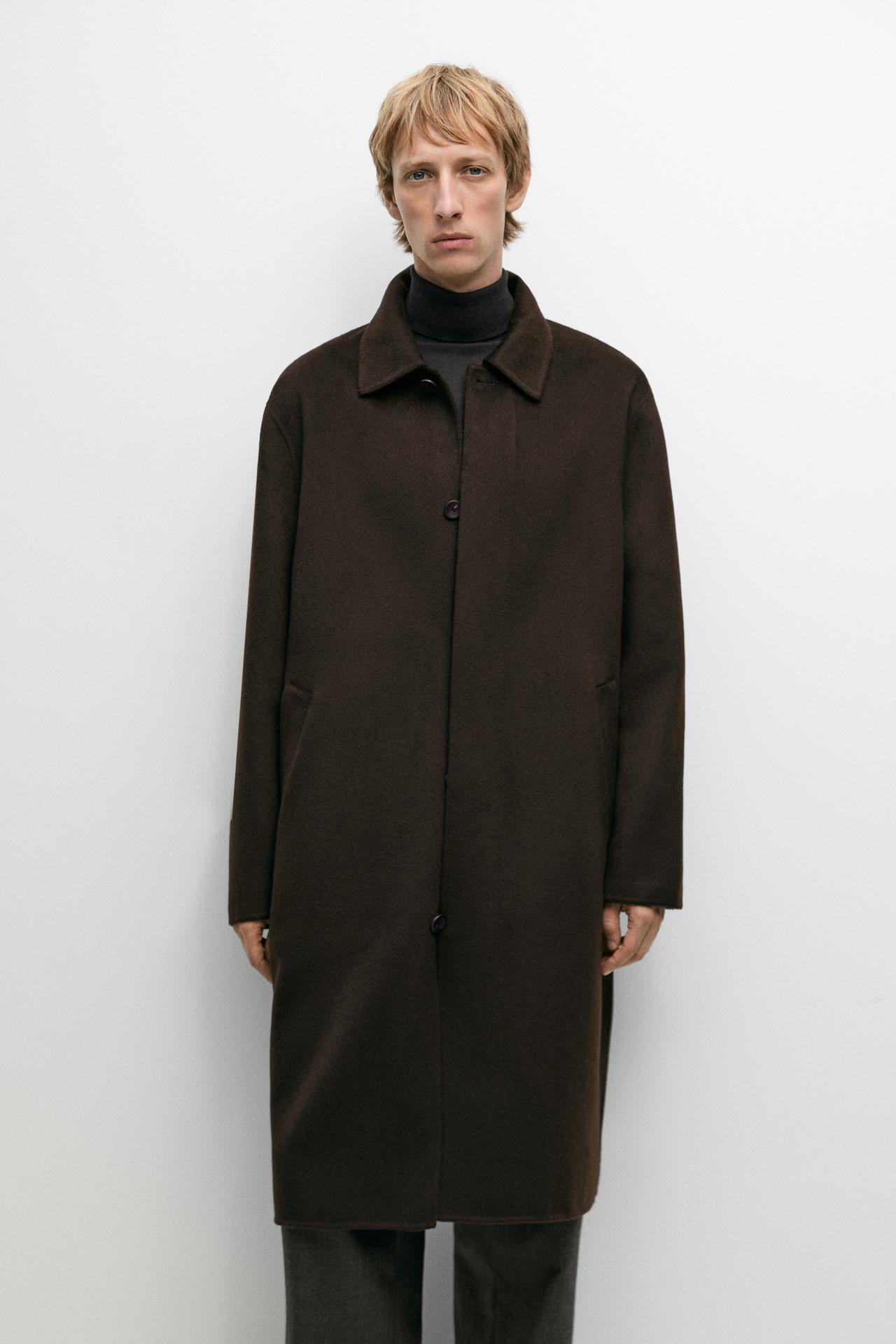 100% double-faced cashmere coat — BROWN