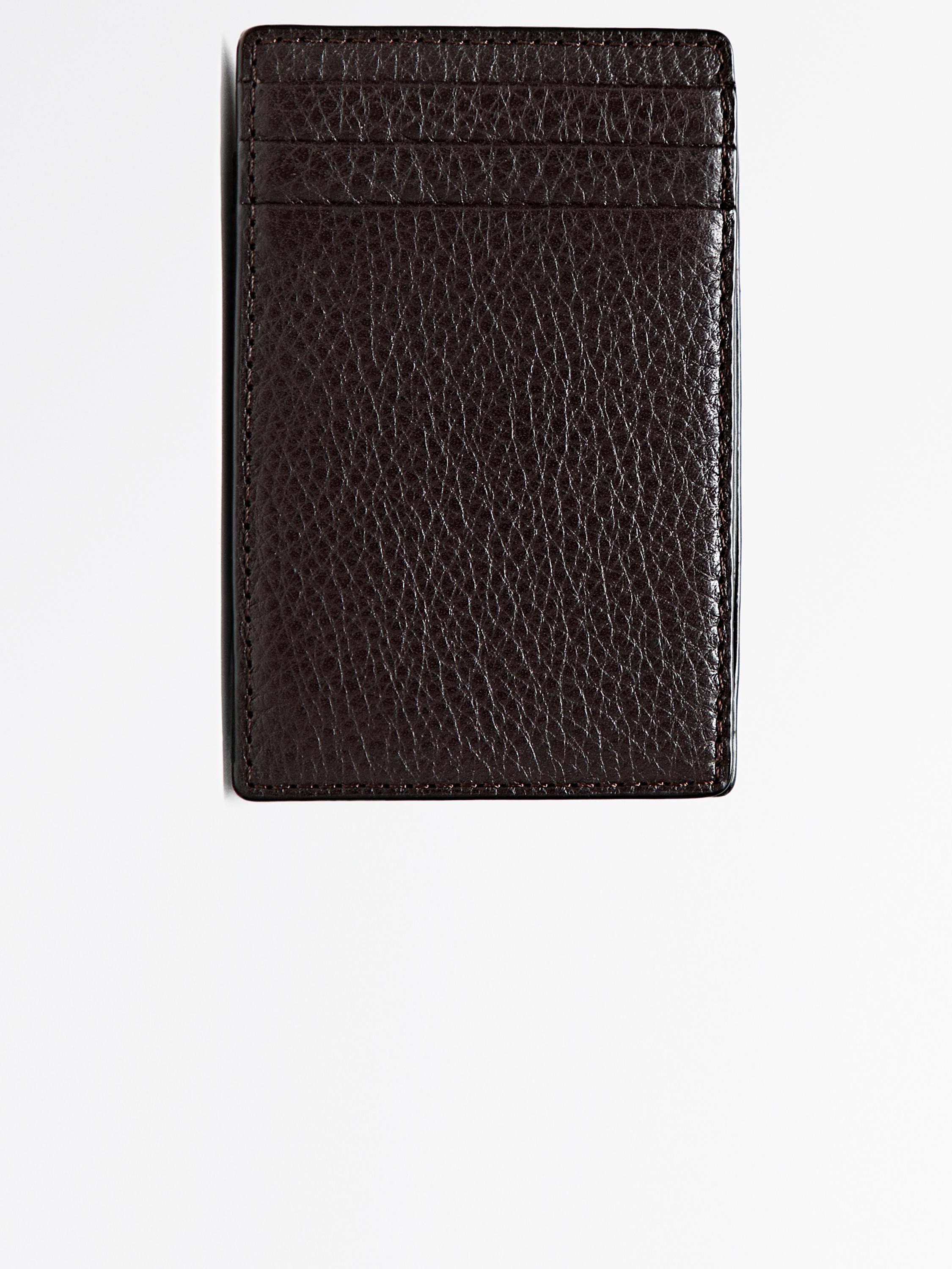 Nappa leather "magic" vertical wallet — BROWN