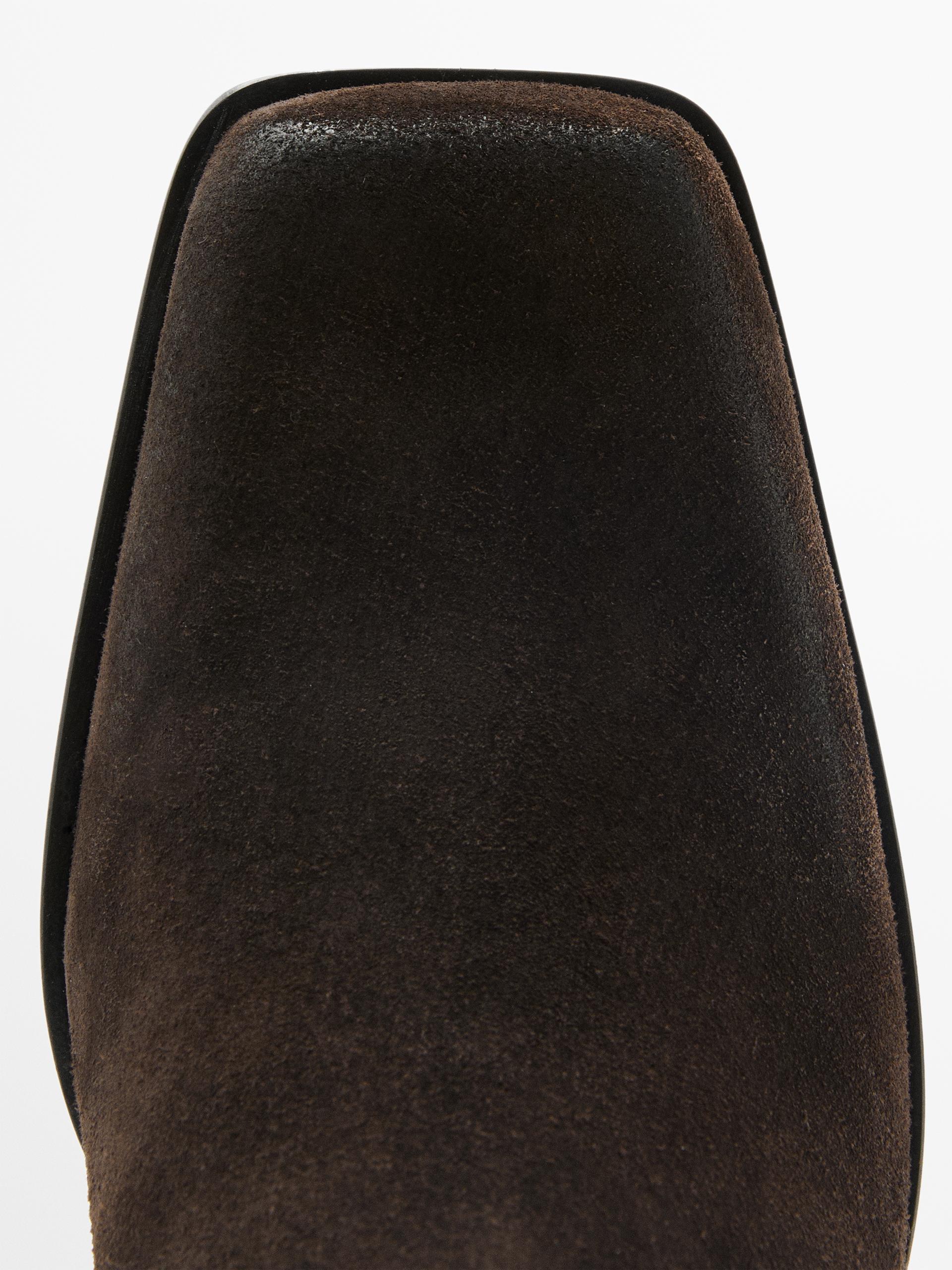 Botín Piel Serraje Cepillado - Marrón - 41 - Massimo Dutti - Mujer