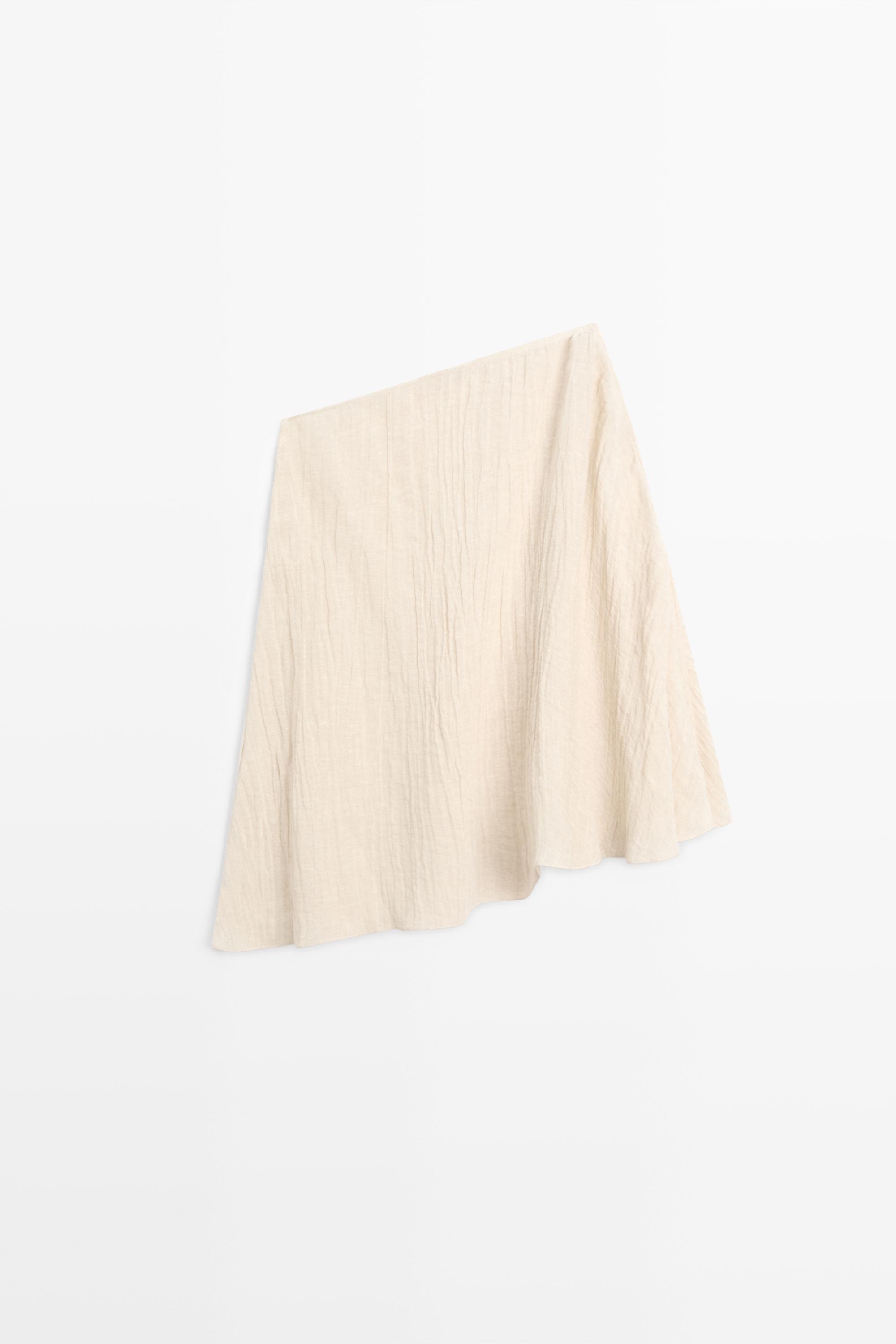 Total look asymmetric linen blend cape top — BEIGE MARL