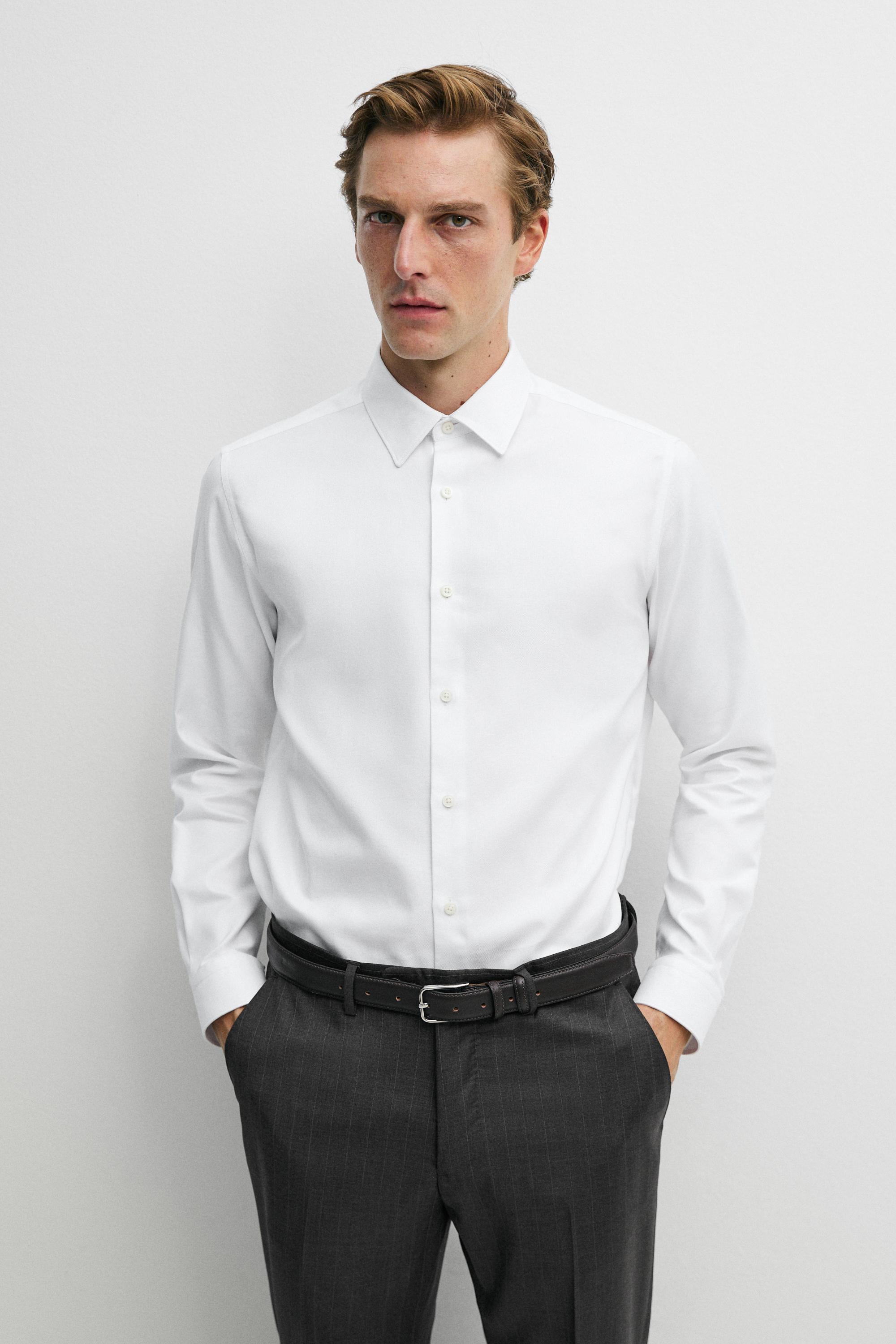 Slim fit 100% cotton Oxford shirt — WHITE