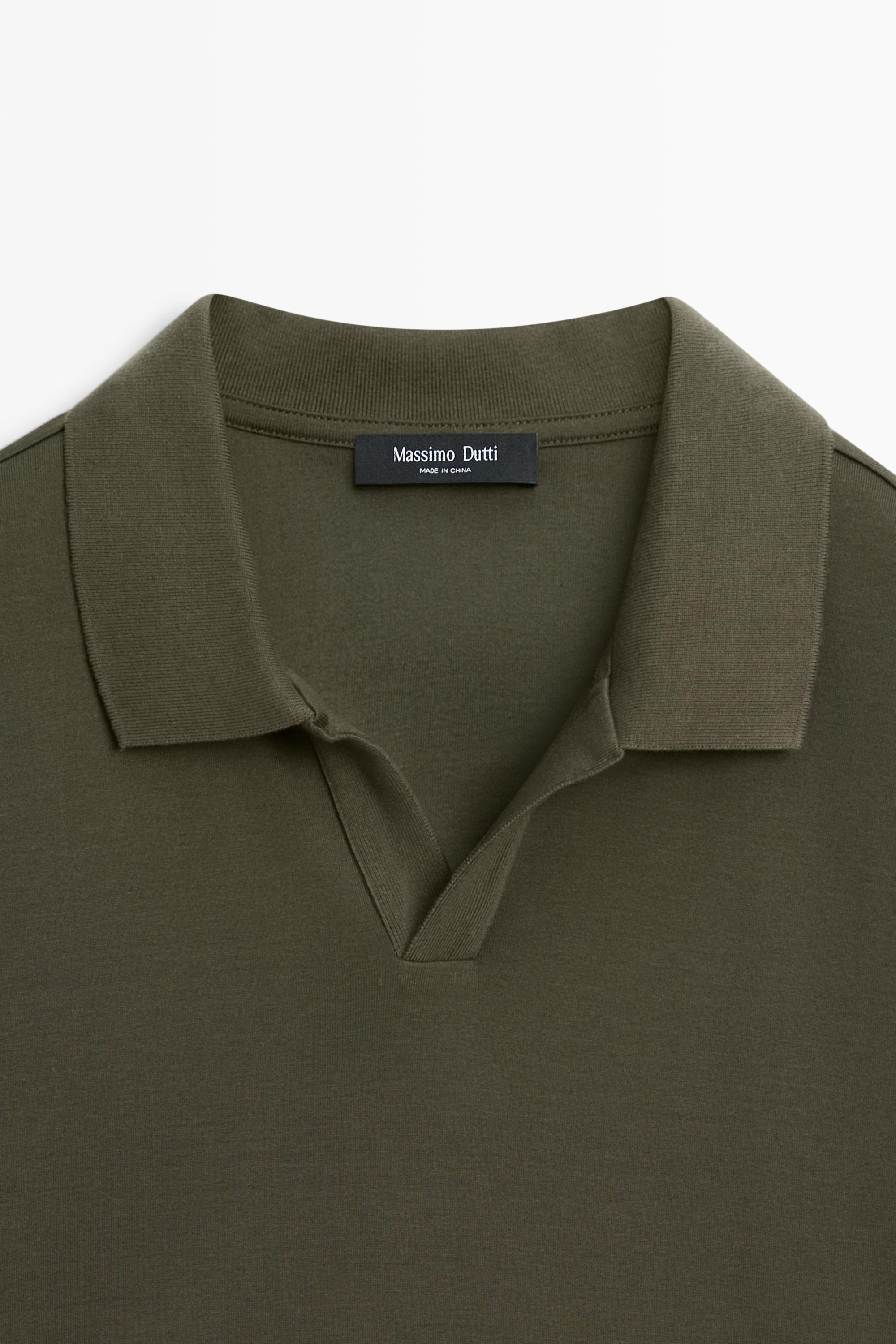 Short sleeve V-neck polo shirt — DARK GREEN