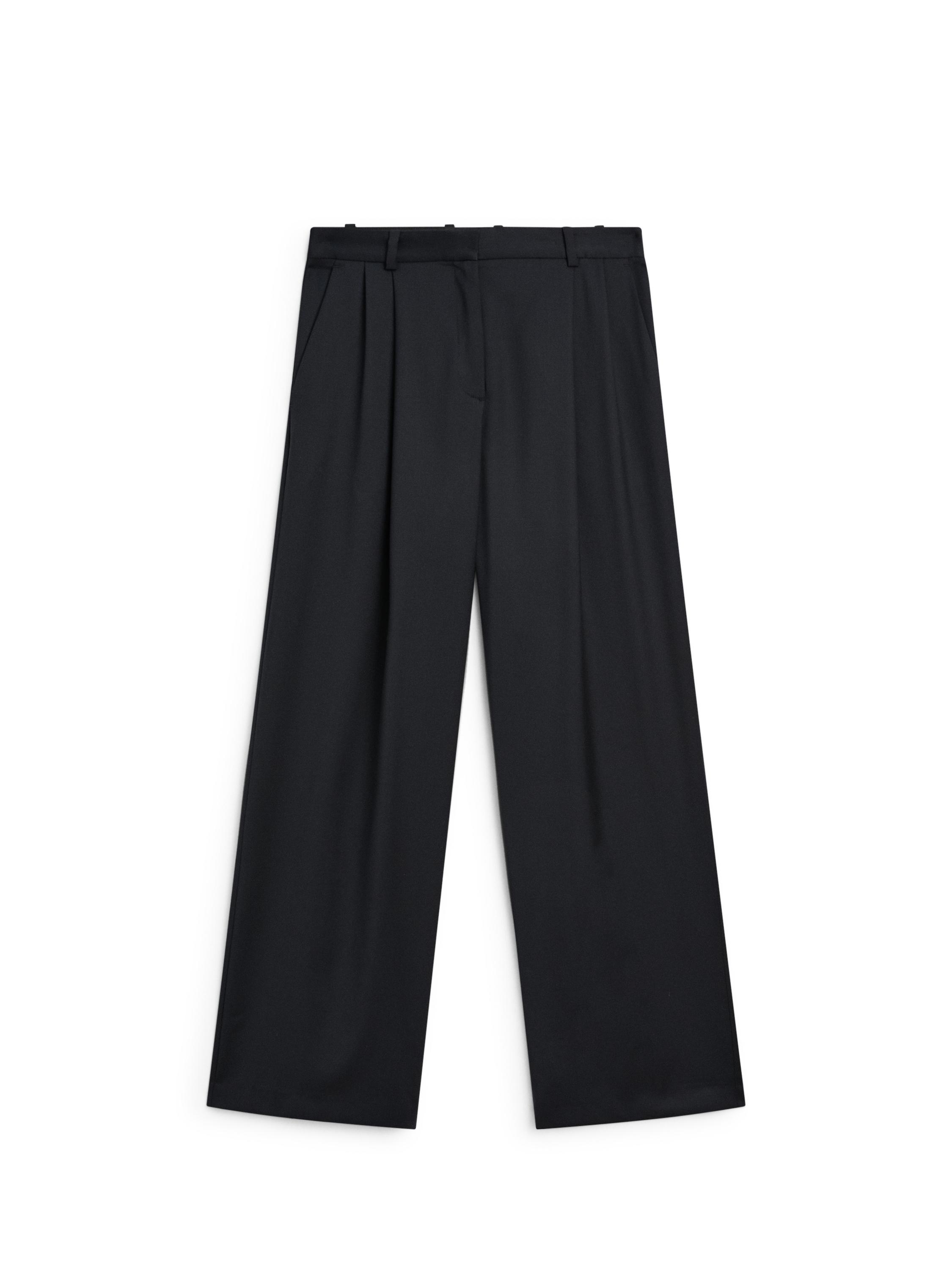 Pleated extra fine wool trousers — NAVY BLUE