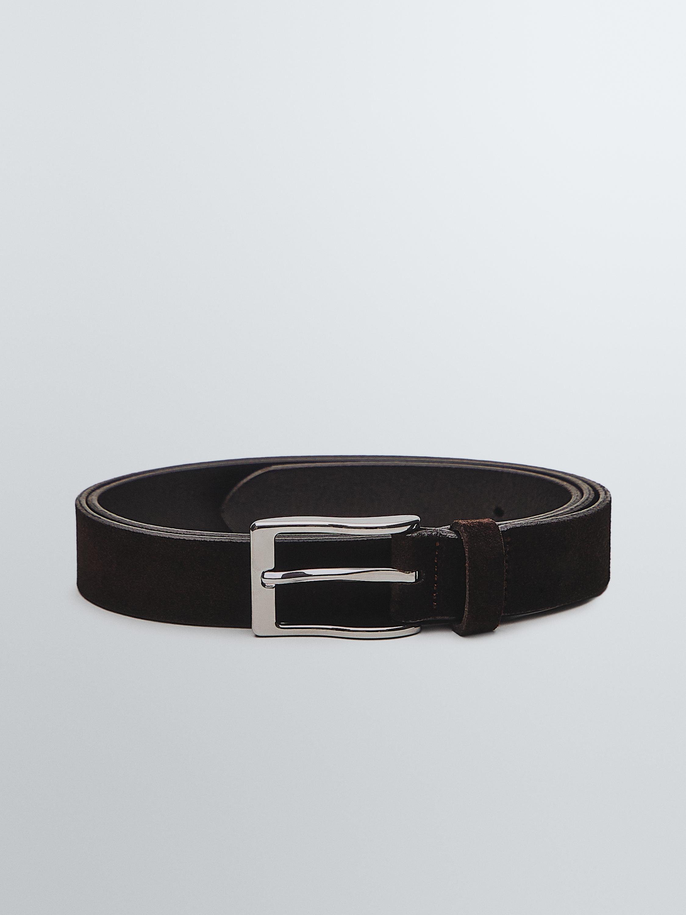 Plush nappa leather belt — BROWN