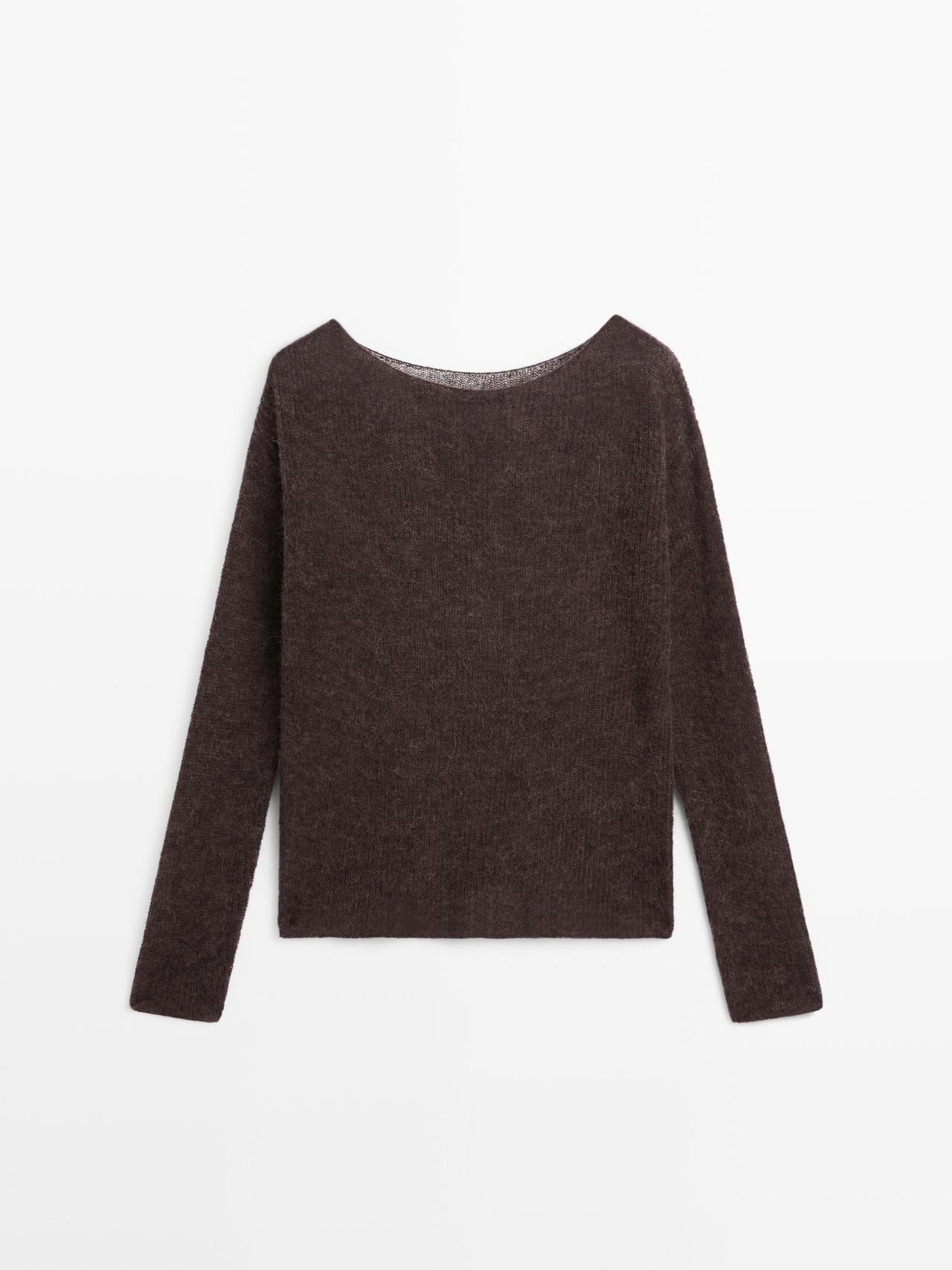 Massimo Dutti - Dame - Striktrøje I Alpakauldsblanding - Brun - M