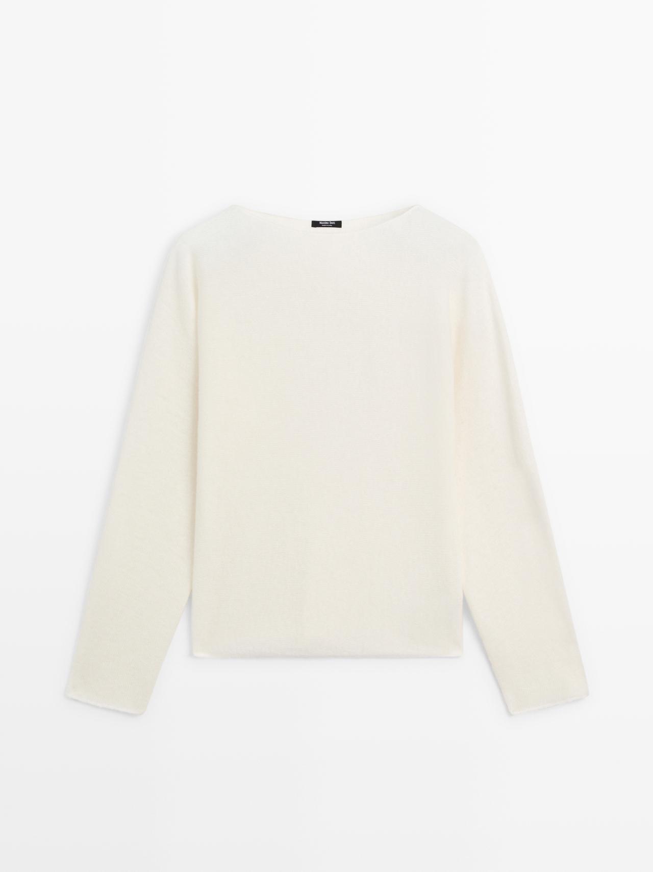 Massimo Dutti - Dame - Striktrøje Med Bådudskæring - Råhvid - M
