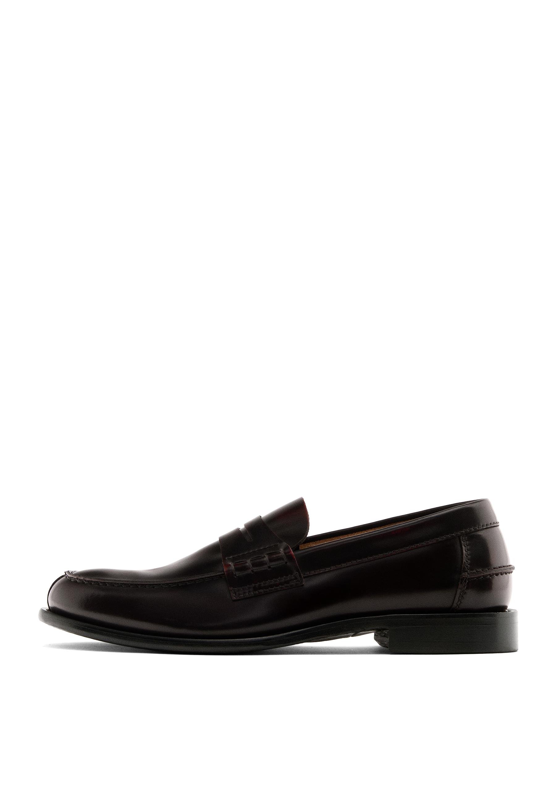 Leather loafers with penny strap — BURGUNDY