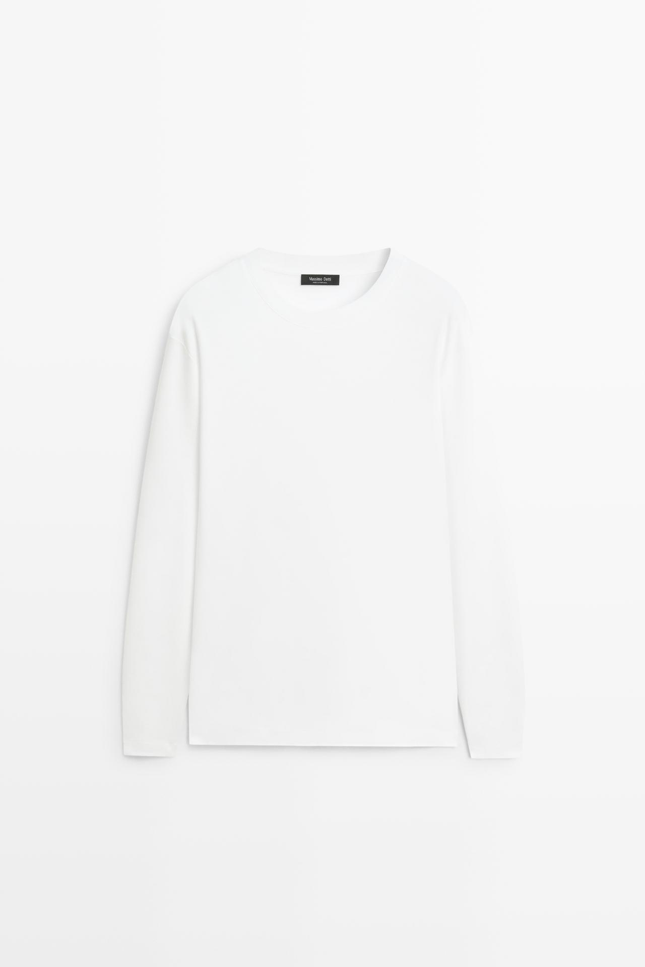 100% cotton long sleeve T-shirt — WHITE
