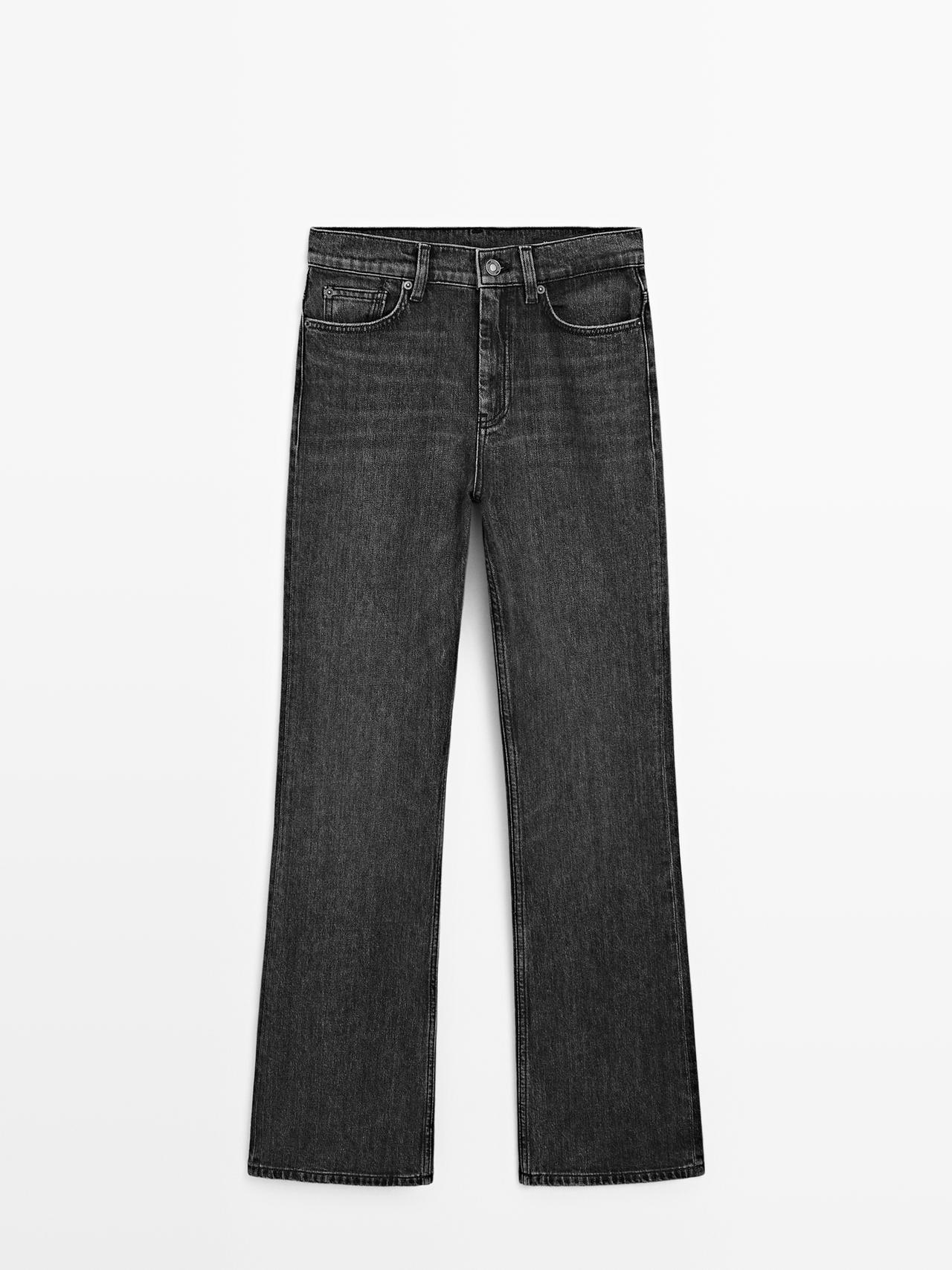 Massimo Dutti - Dames - Bootcut Jeans Met Hoge Taille - Donkergrijs - 38