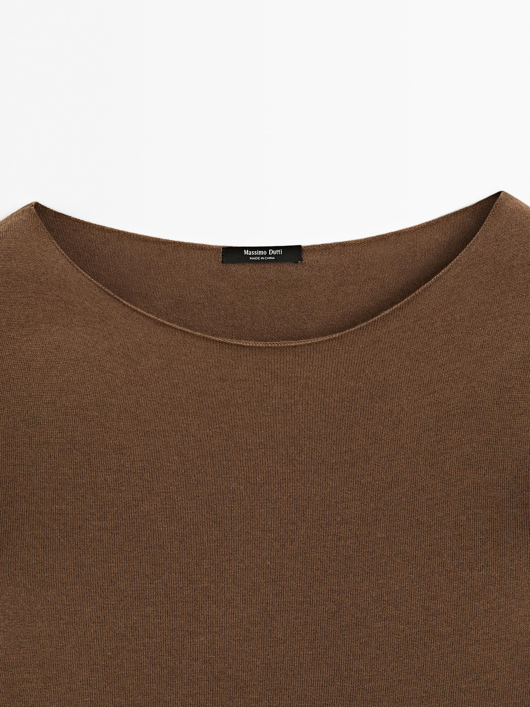 Wool blend boat neck sweater