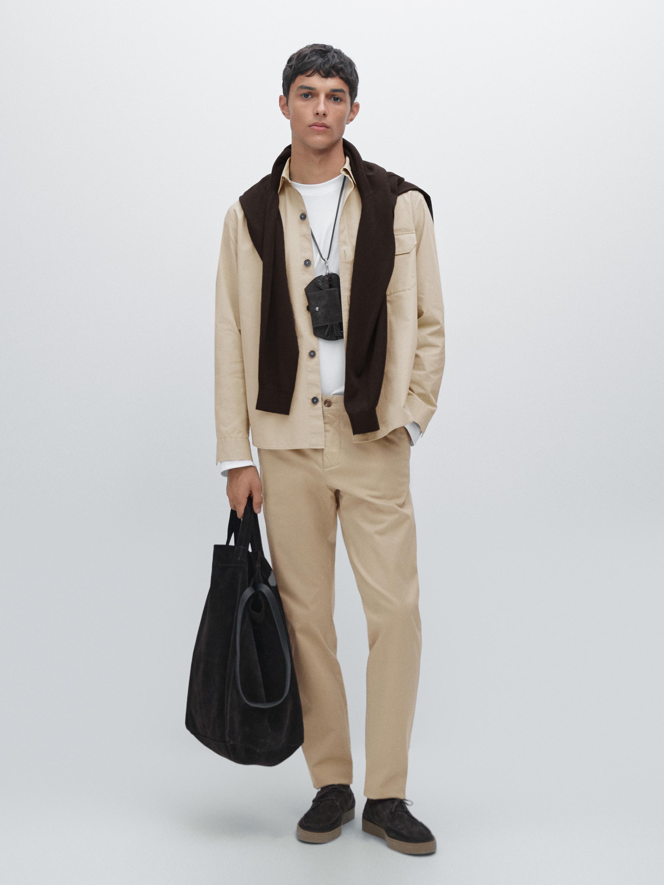 Slim fit textured trousers