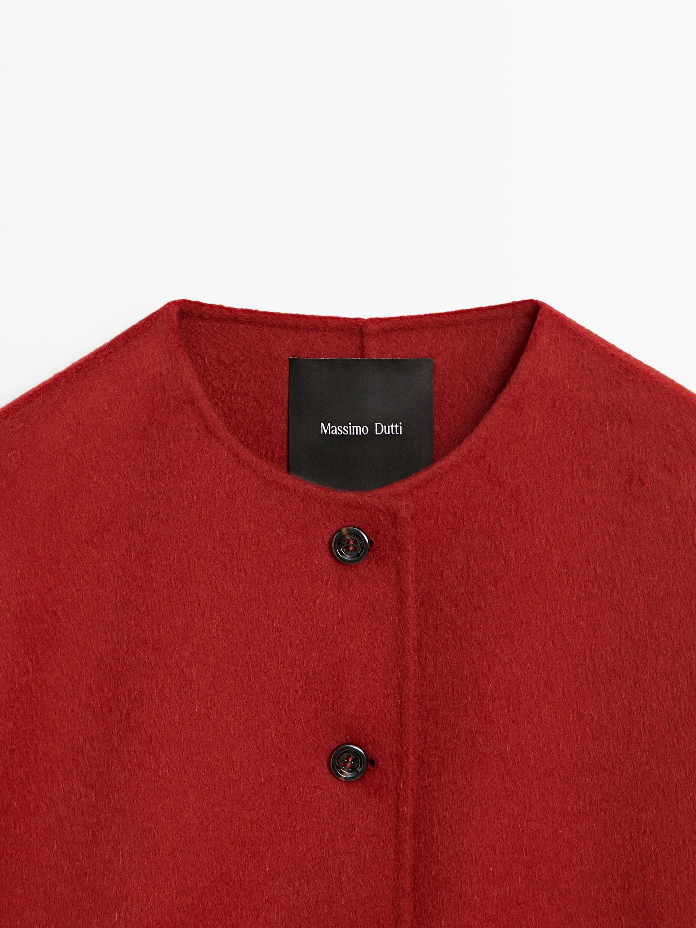 Wool blend jacket with seams — RED