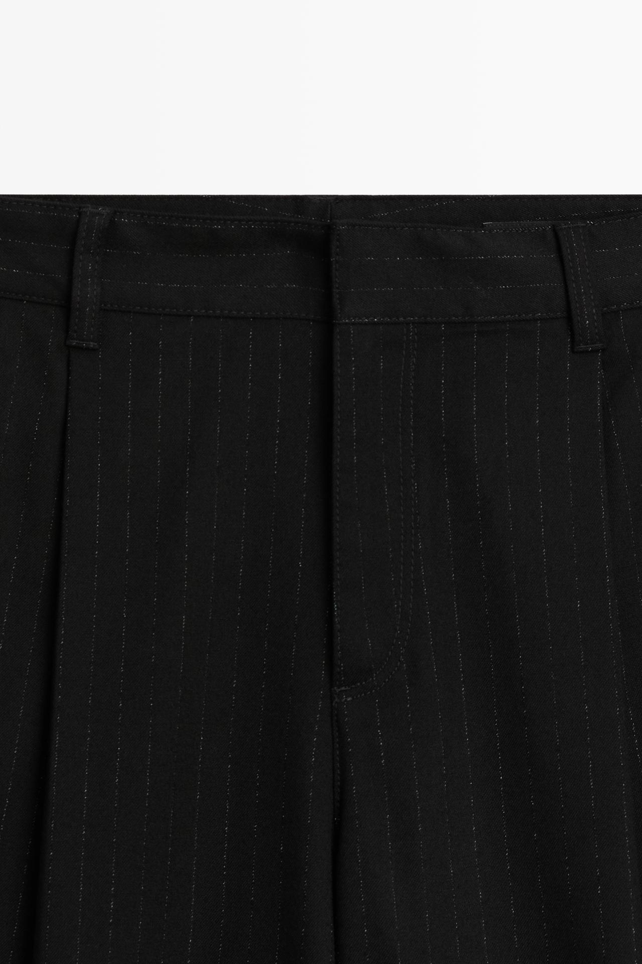 Pinstripe wide-leg pants — BLACK