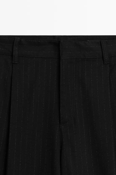 Pinstripe wide-leg pants — BLACK 4