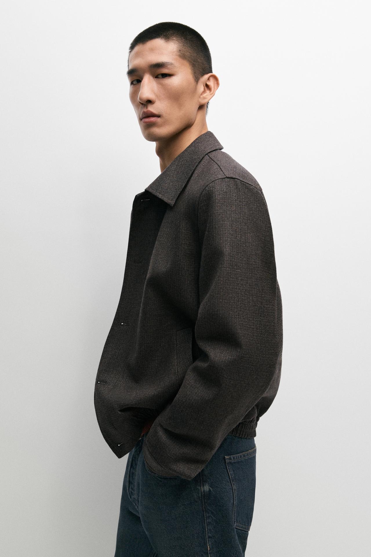 Flannel bomber jacket — BROWN
