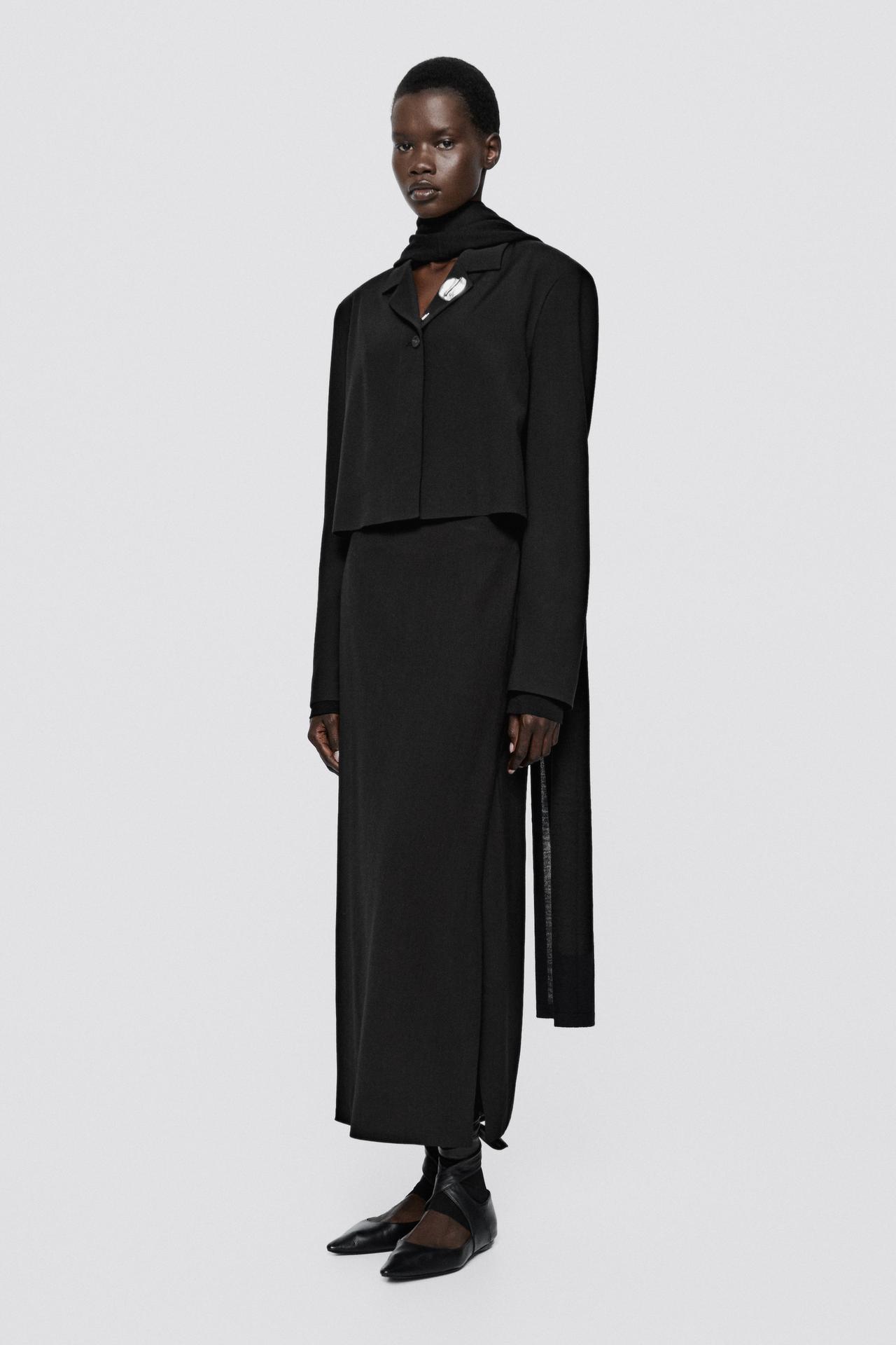 Flowing wrap midi skirt - LIMITED EDITION — BLACK