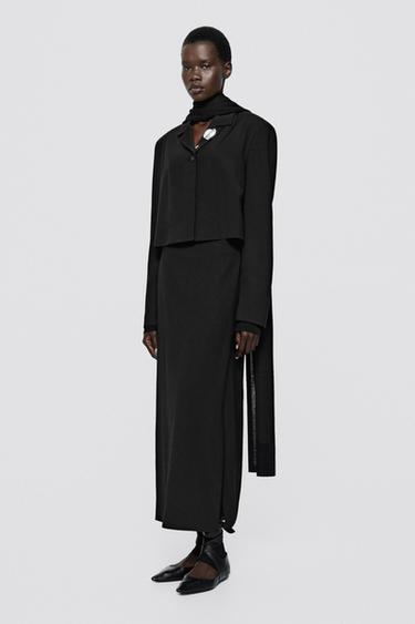 Flowing wrap midi skirt - LIMITED EDITION — BLACK 1