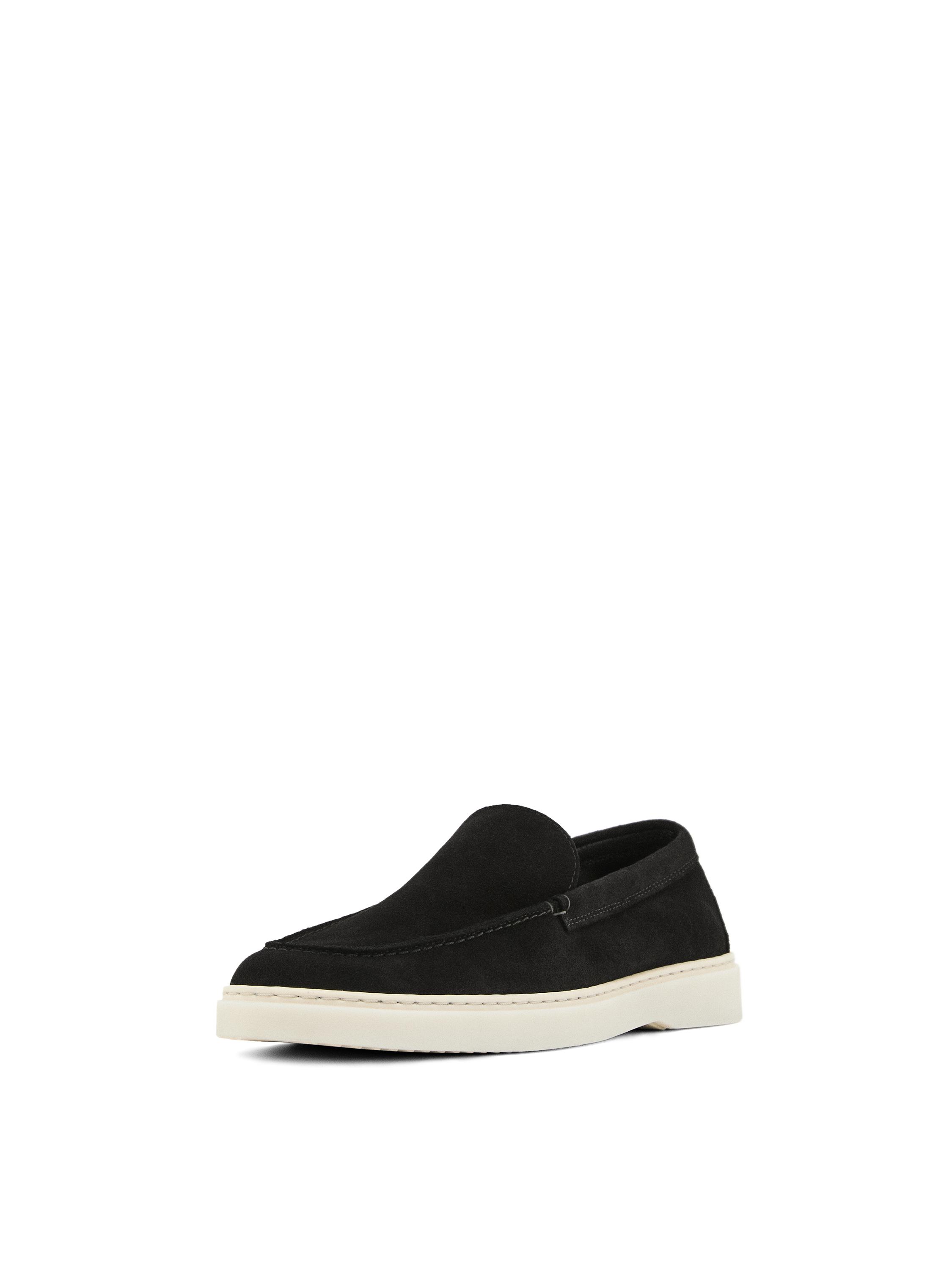 Split leather loafers — BLACK