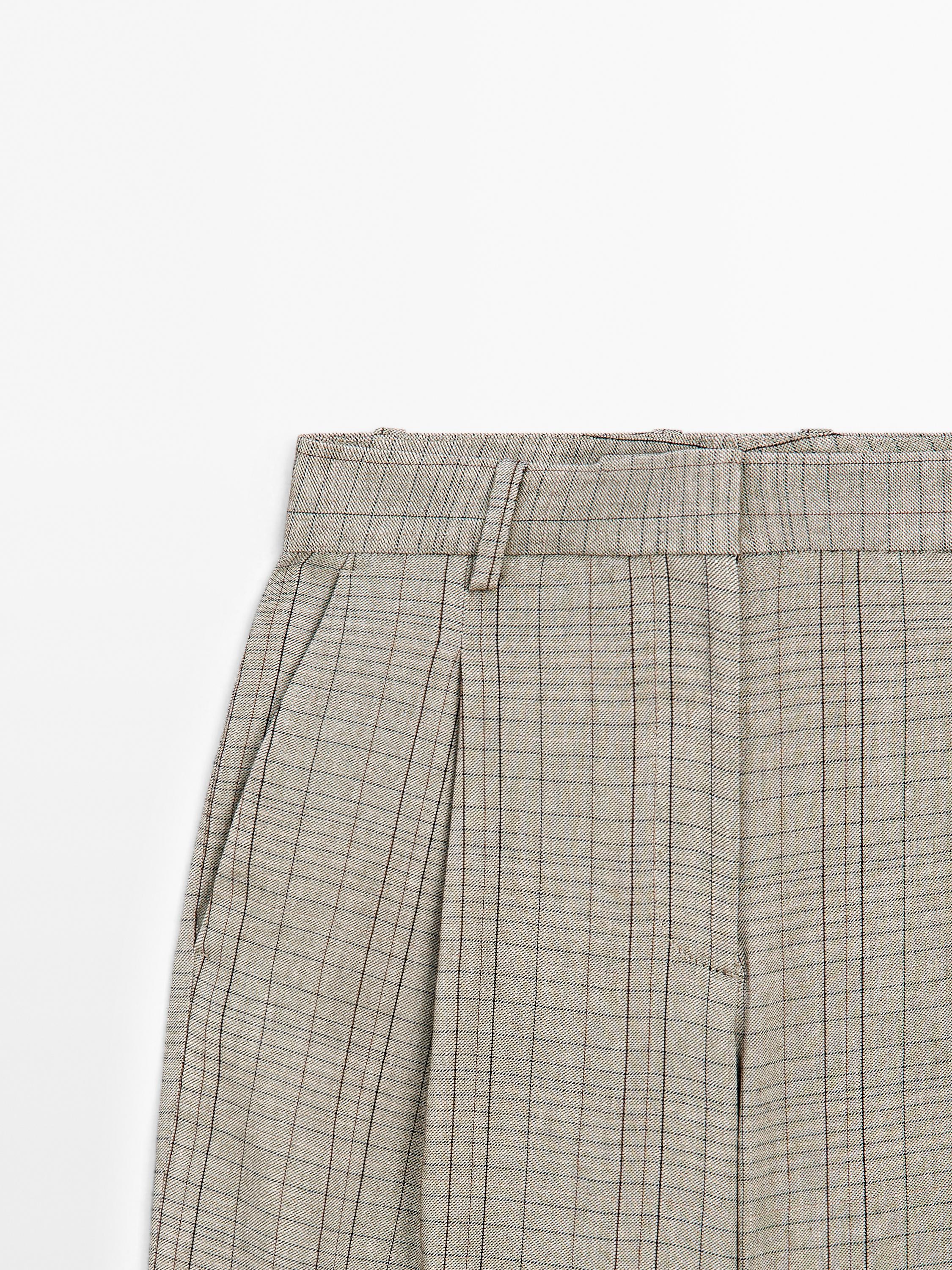 Check print suit trousers