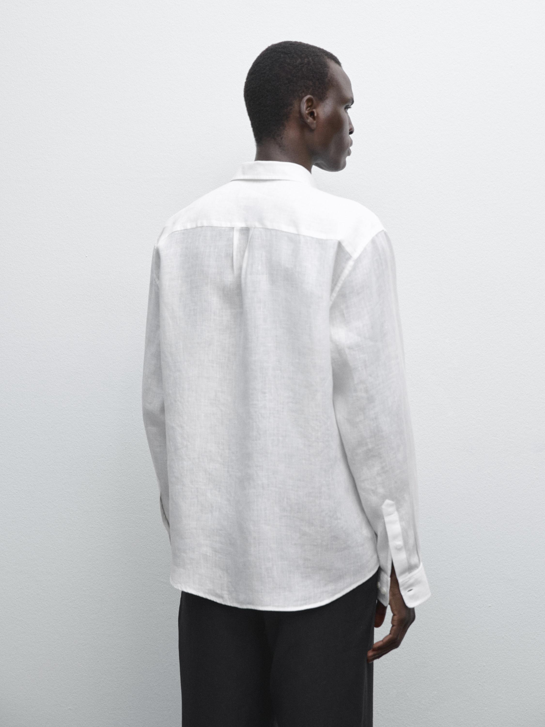 Camisa regular fit 100% lino