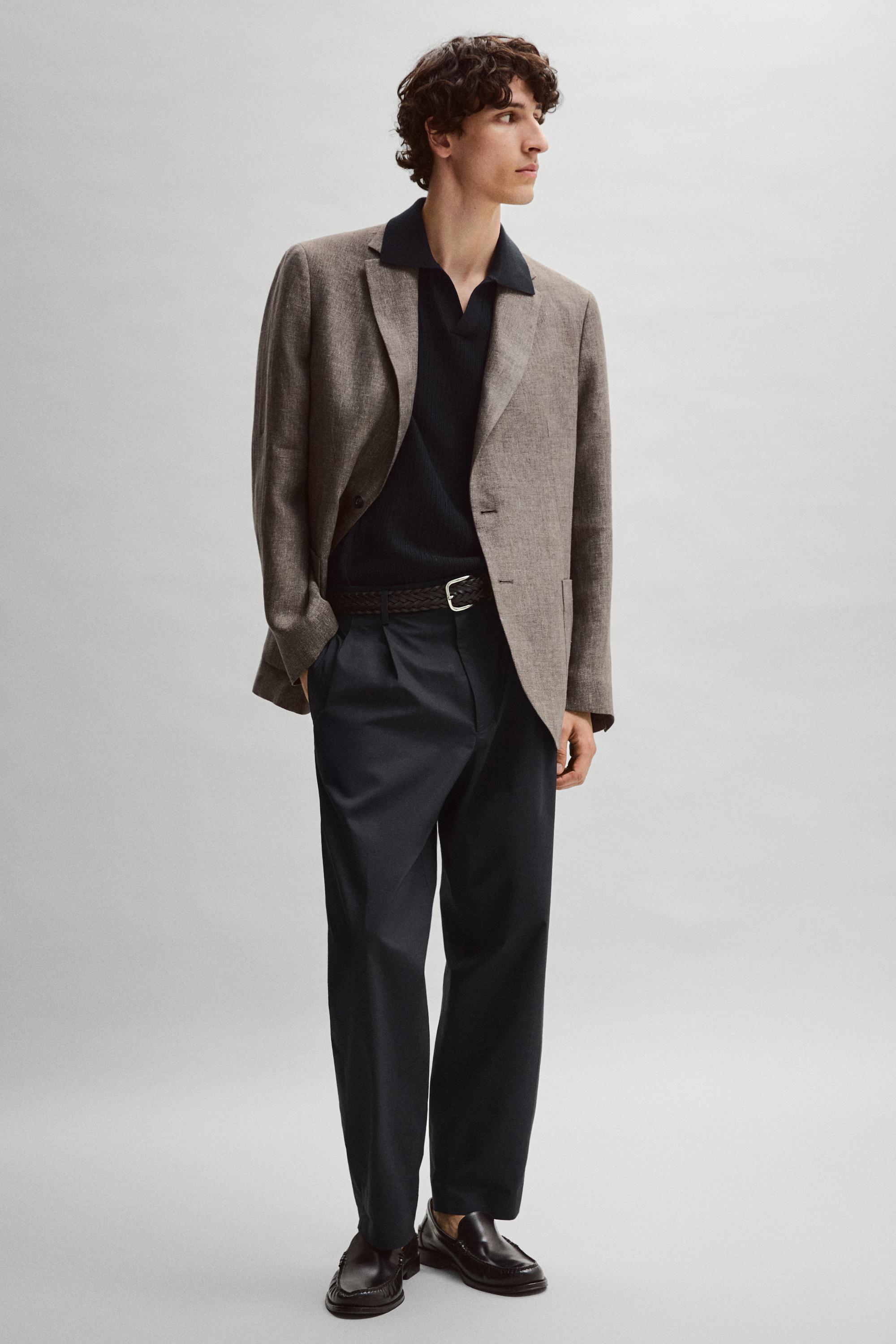 100% linen tailored marl blazer — BEIGE MARL