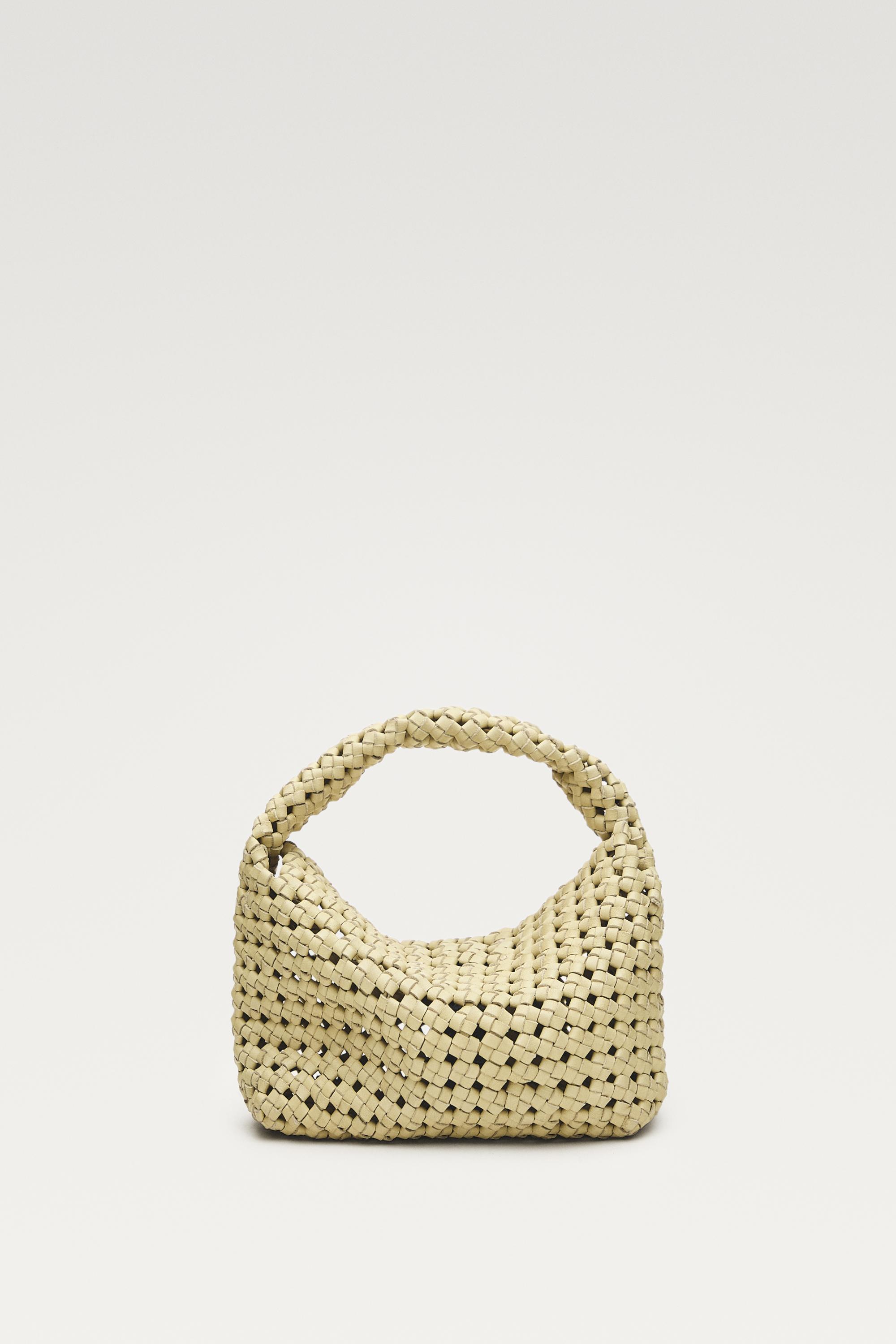 Braided leather mini bag — Vanilla